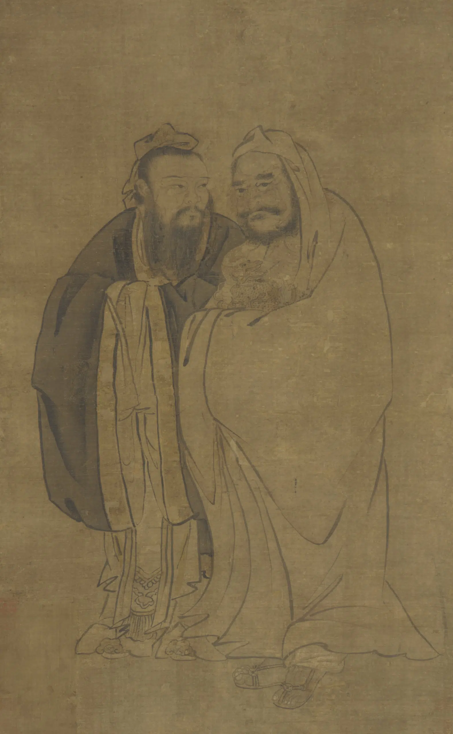 唐朝【吴道子】《孔释抱麒麟图》 第1张 唐朝【吴道子】《孔释抱麒麟图》 第1张