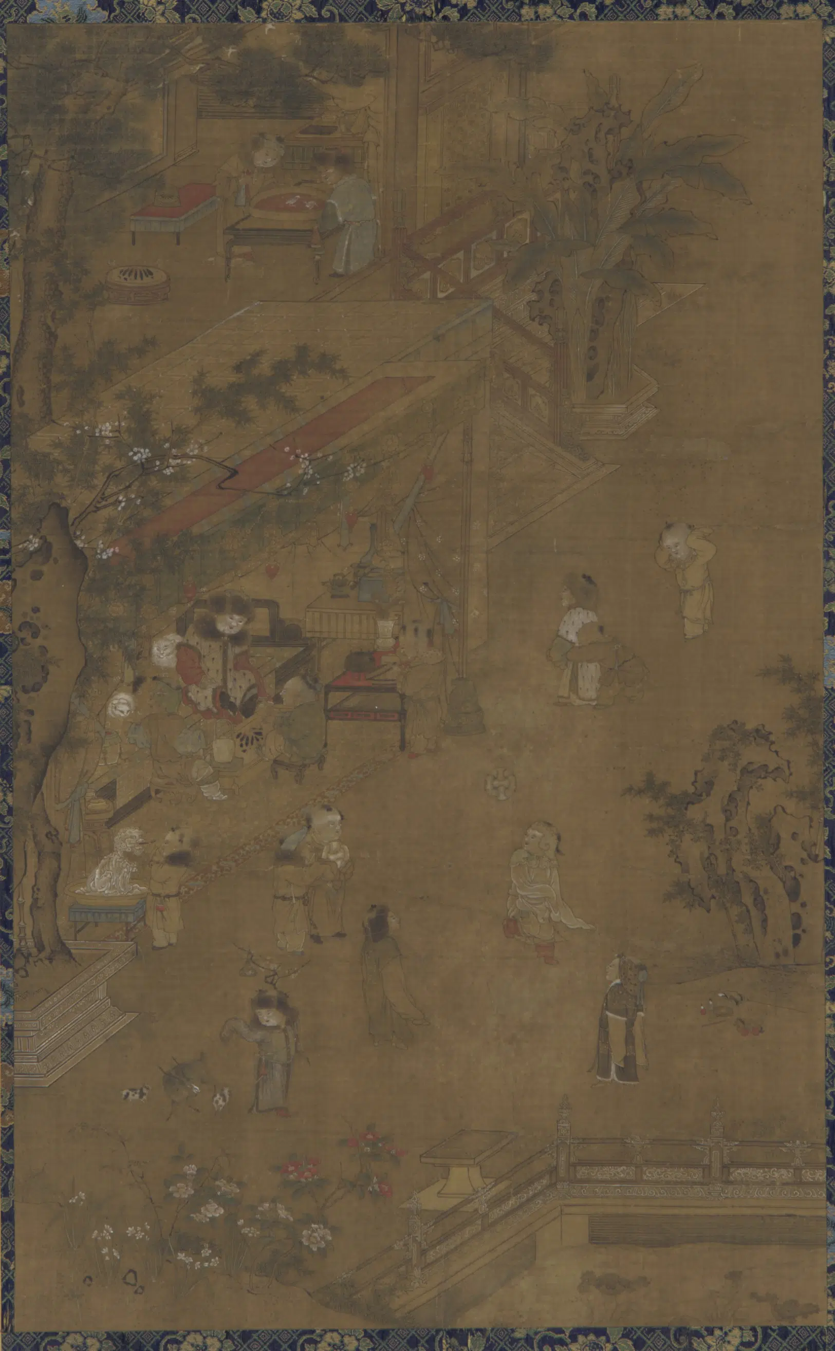 唐朝【张萱】《婴戏图轴》