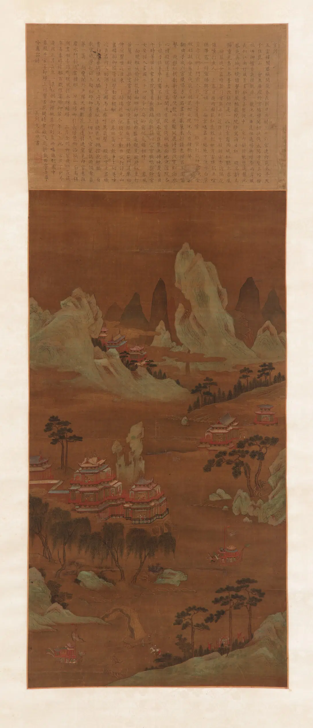 明朝【仇英】《湖岸宫阙图》