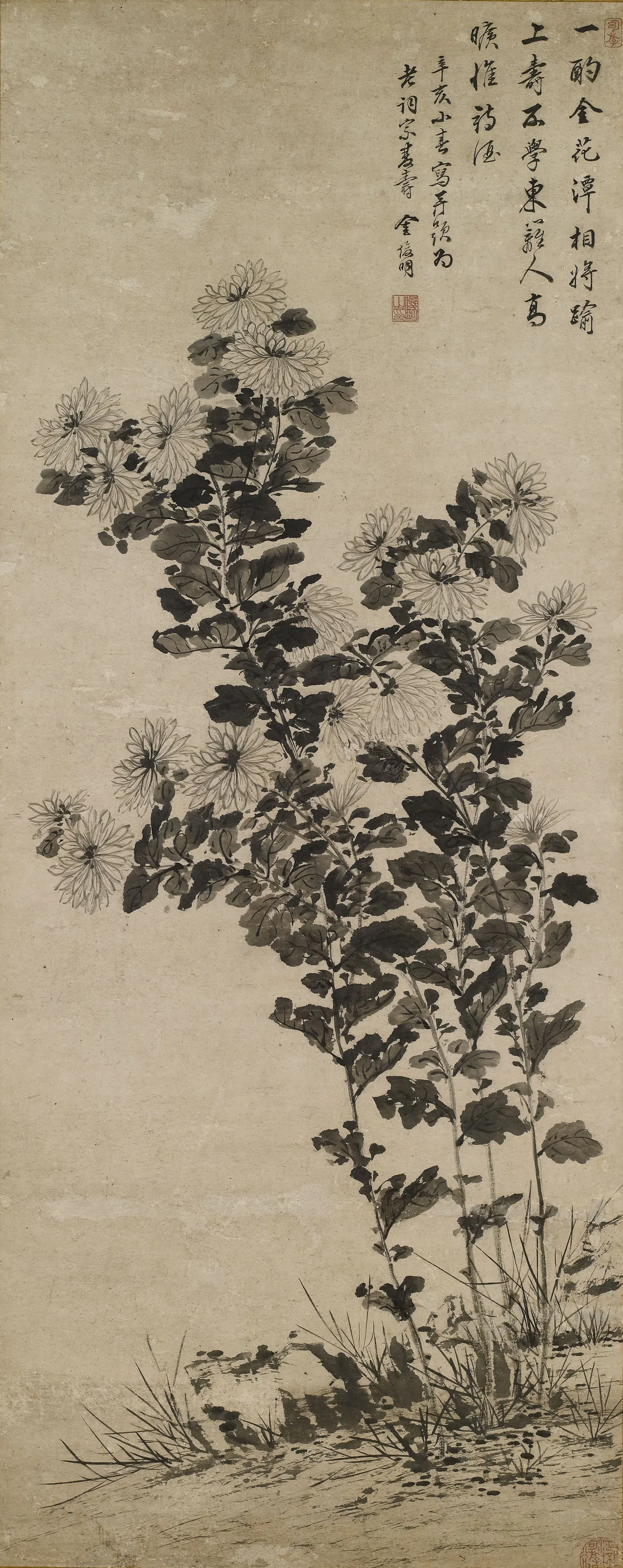 清代【金俊明】《菊花立轴》 第1张
