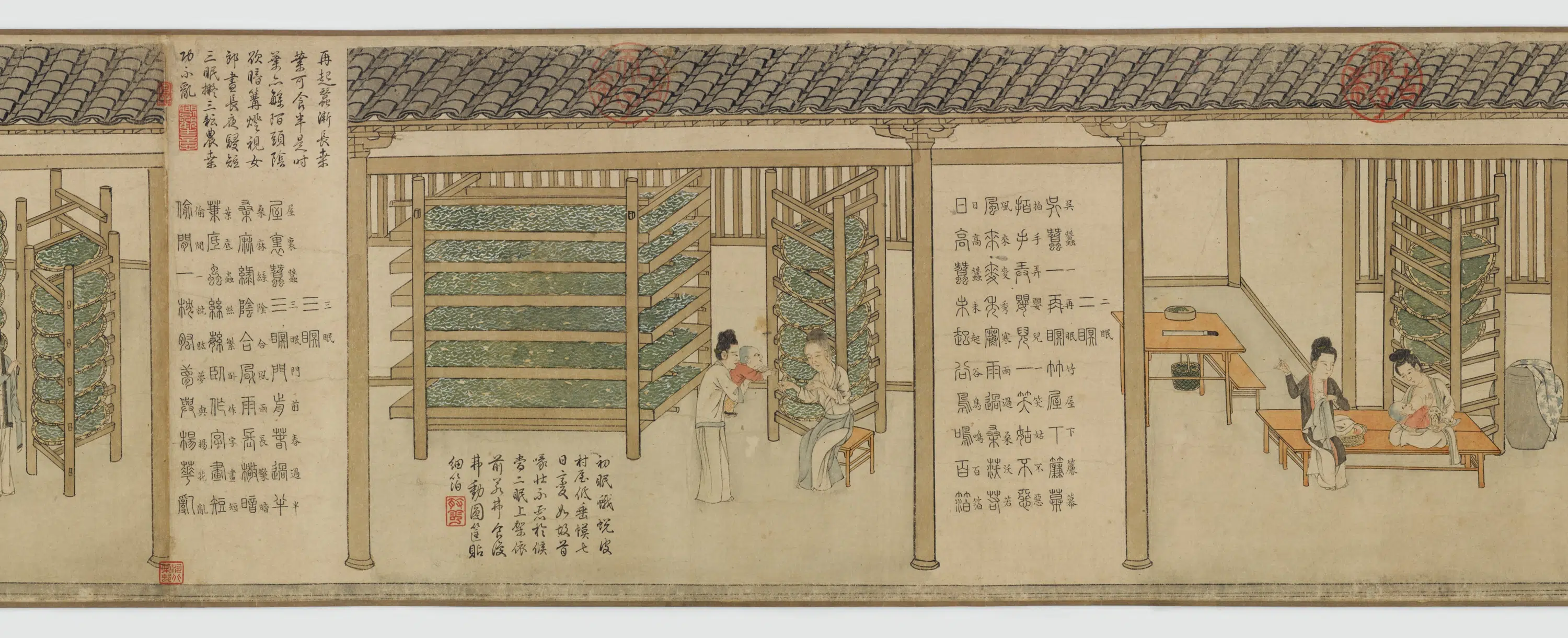 元朝【程棨】《摹楼璹蚕织图卷》 第7张