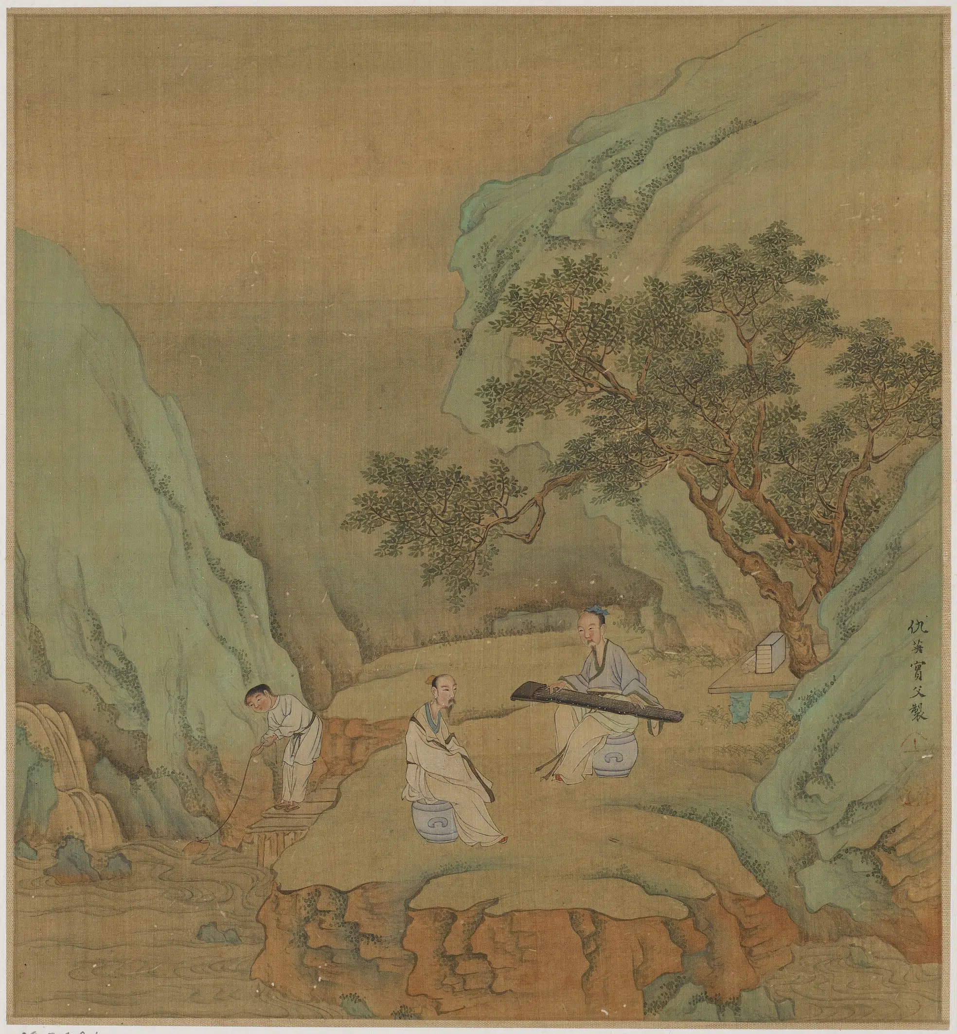 明朝【仇英】《溪山抚琴图》