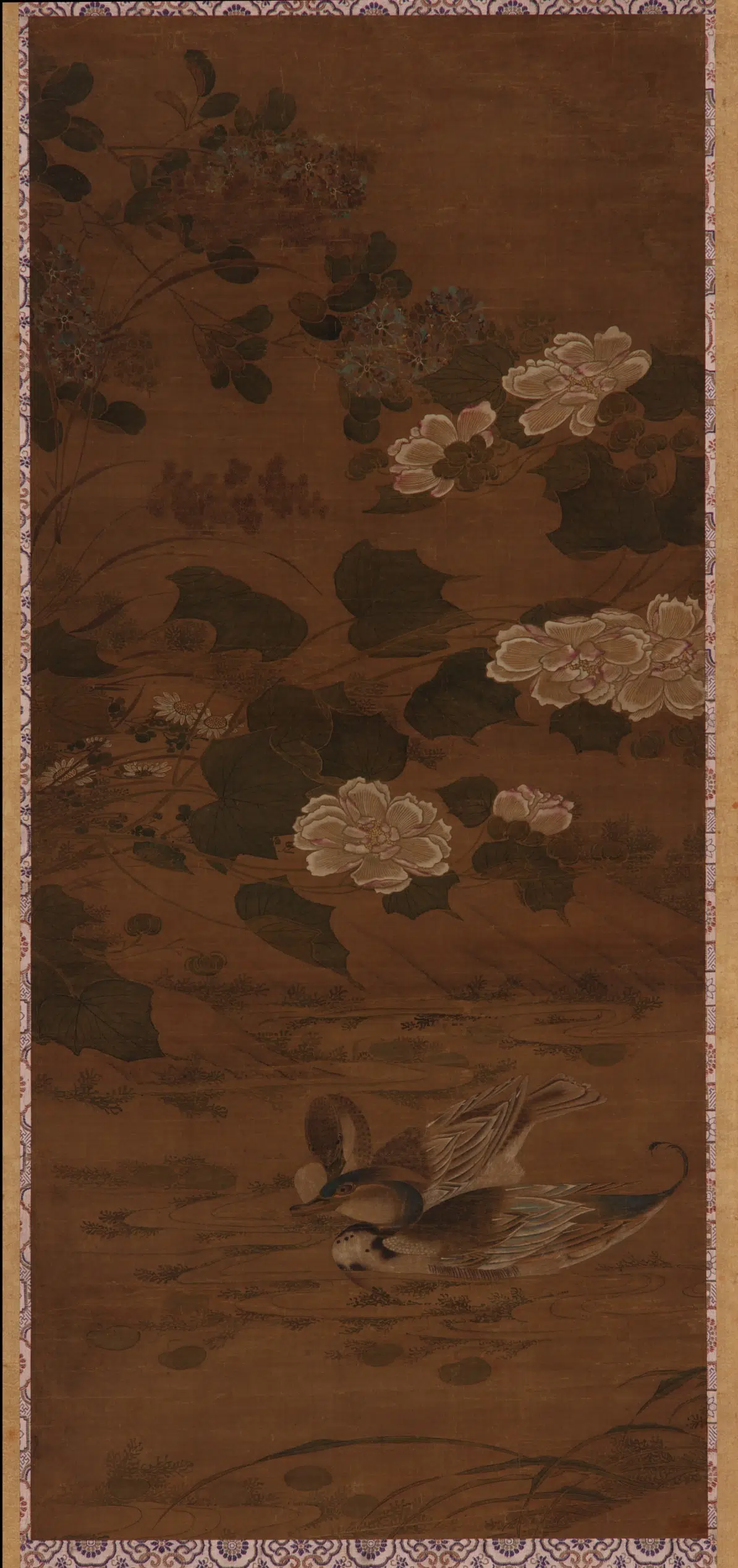 《荷塘鸭趣图》