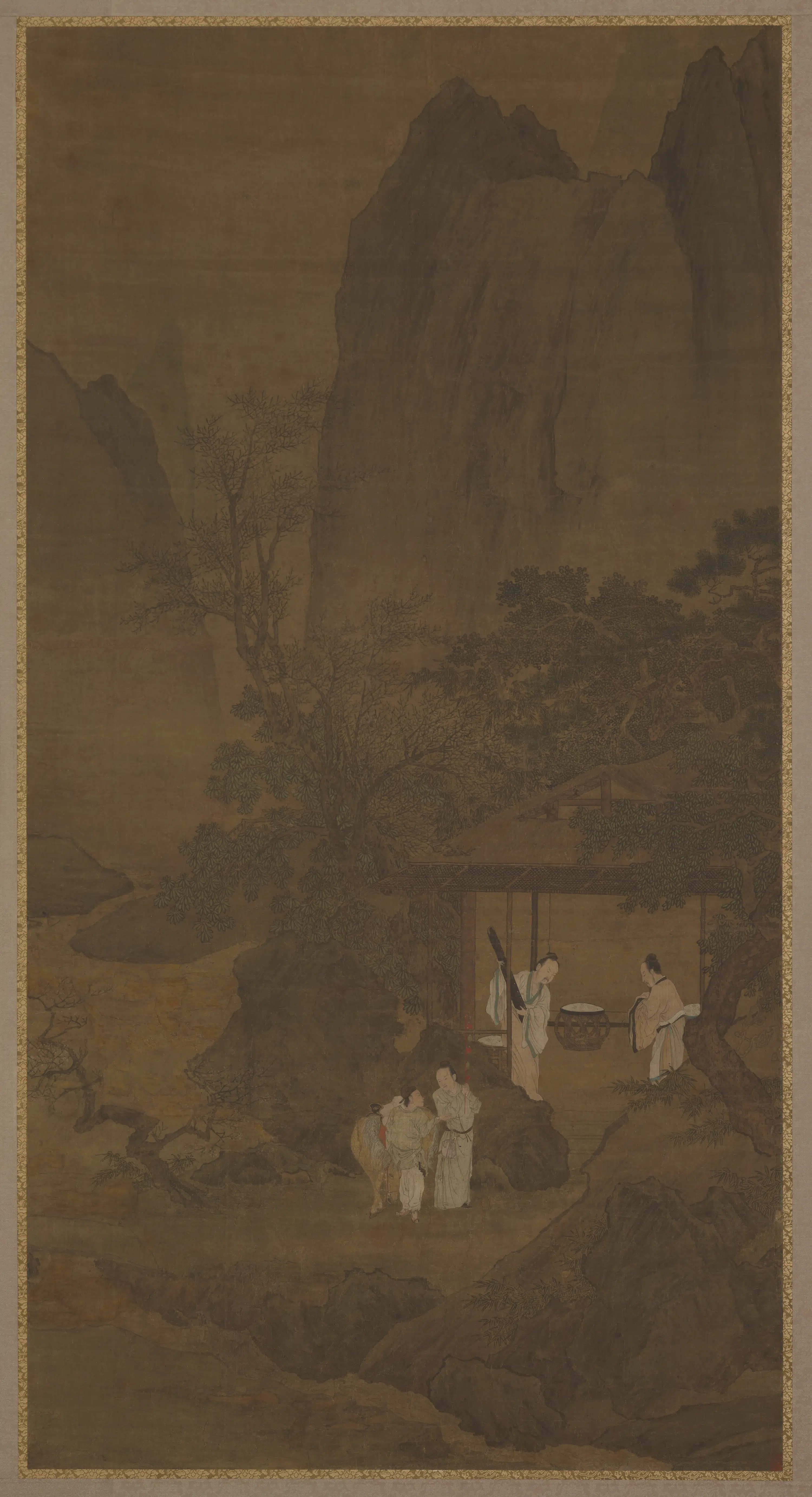 明朝【仇英】《访友山居图》