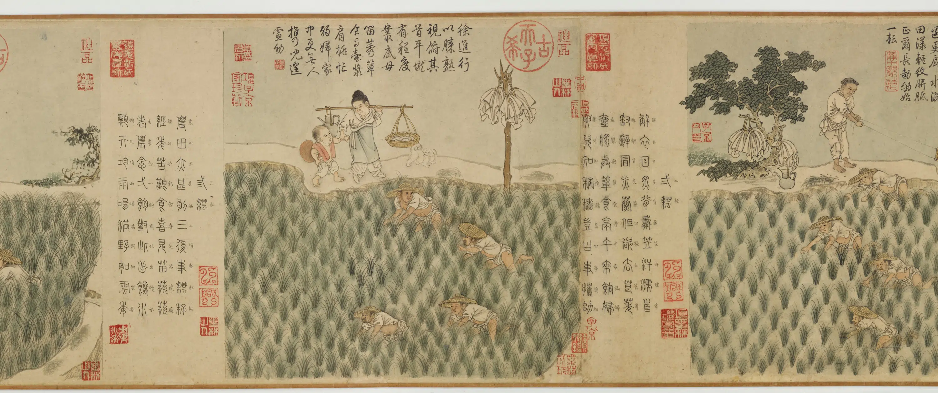 元朝【程棨】《摹楼璹耕作图卷》 第4张