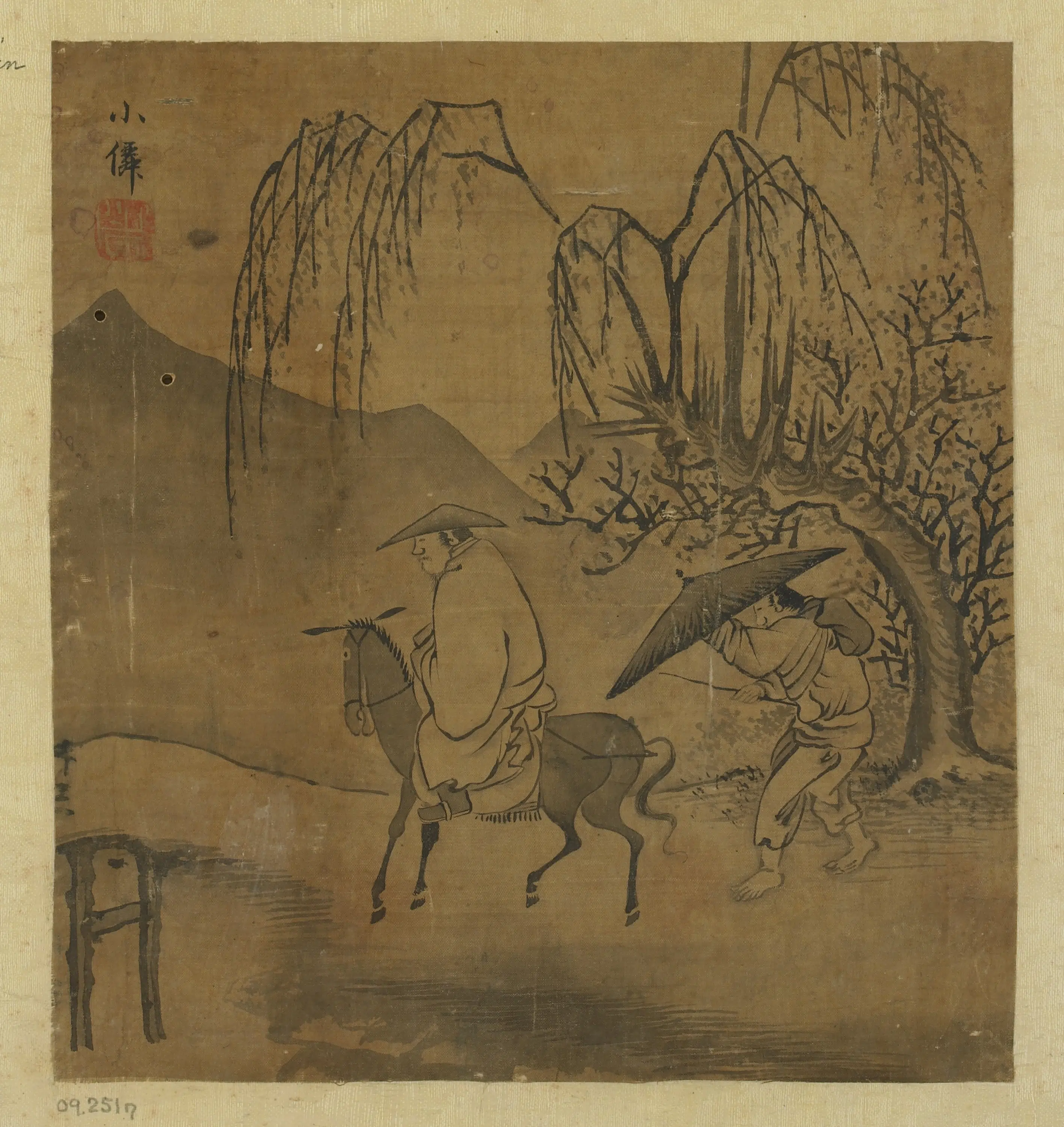 明朝【吴伟】《雨中行旅图》