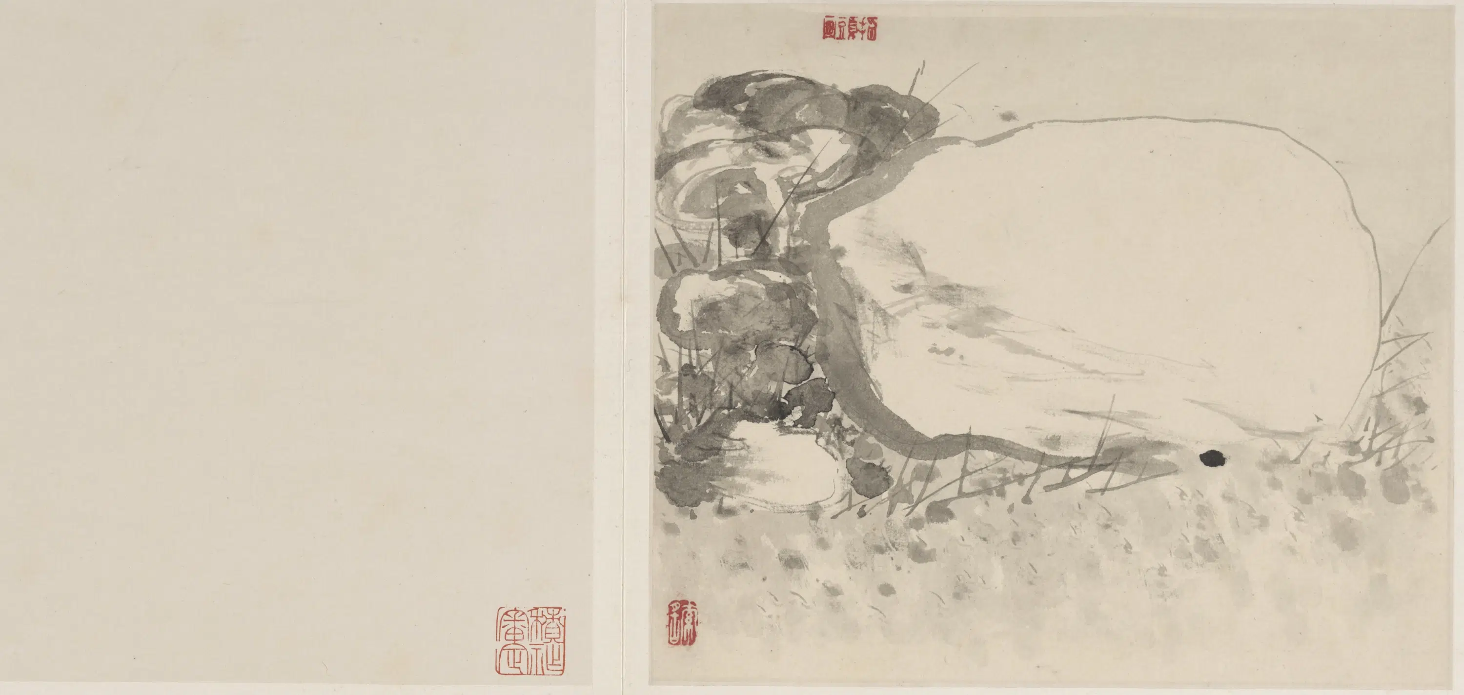 清朝【刘期侃】《灵芝石图》