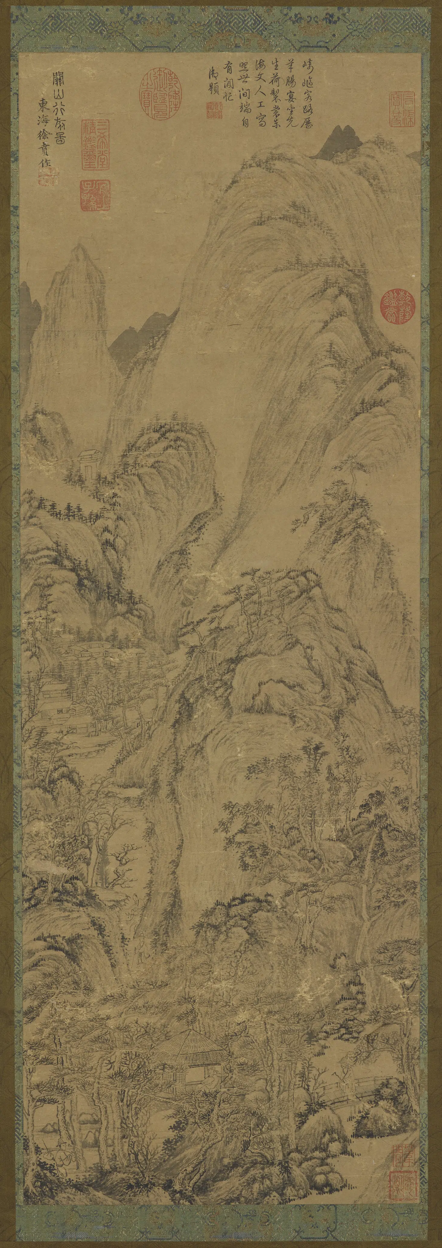 元朝【徐贲】《山行旅图轴》