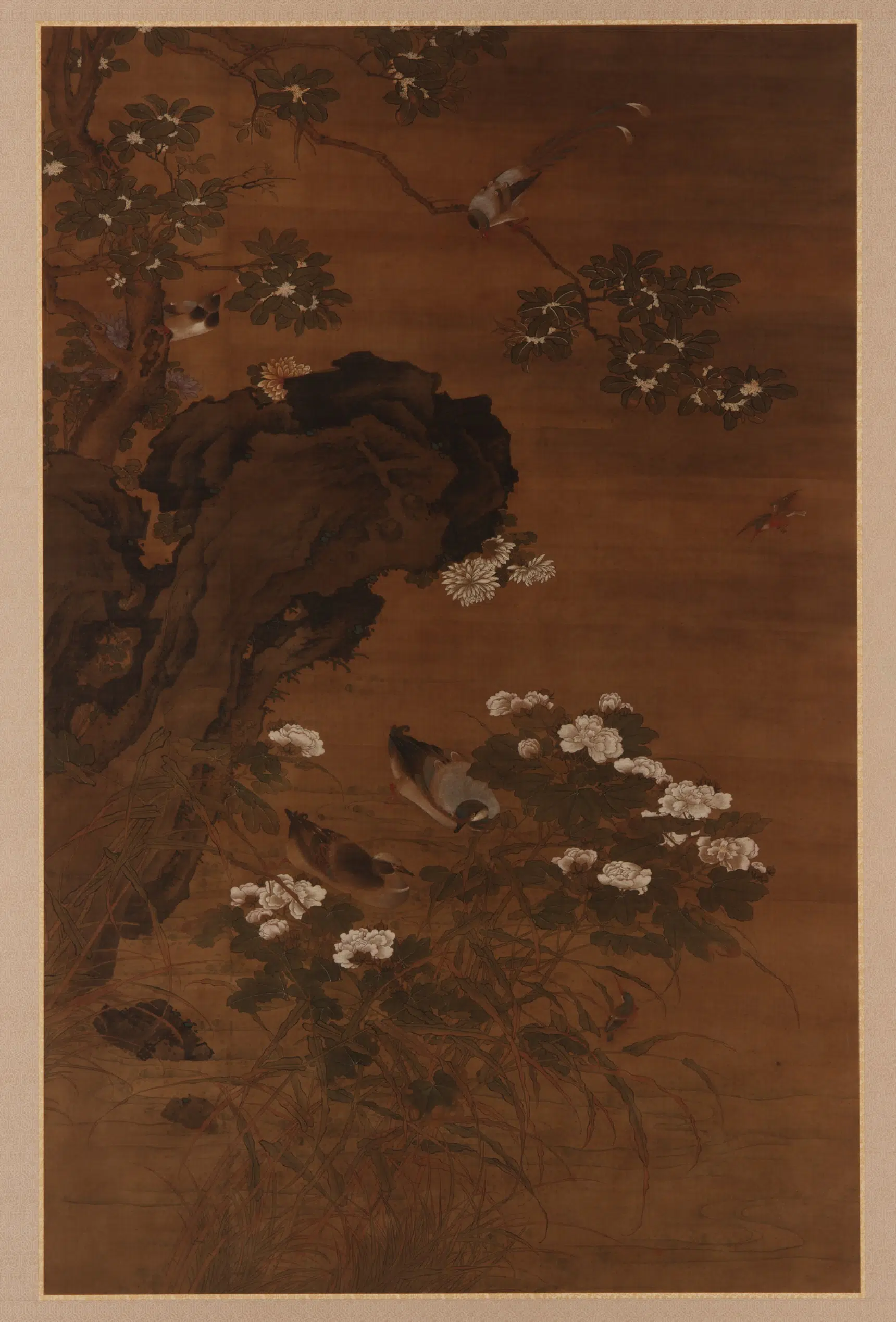 《秋溪戏鸭图》