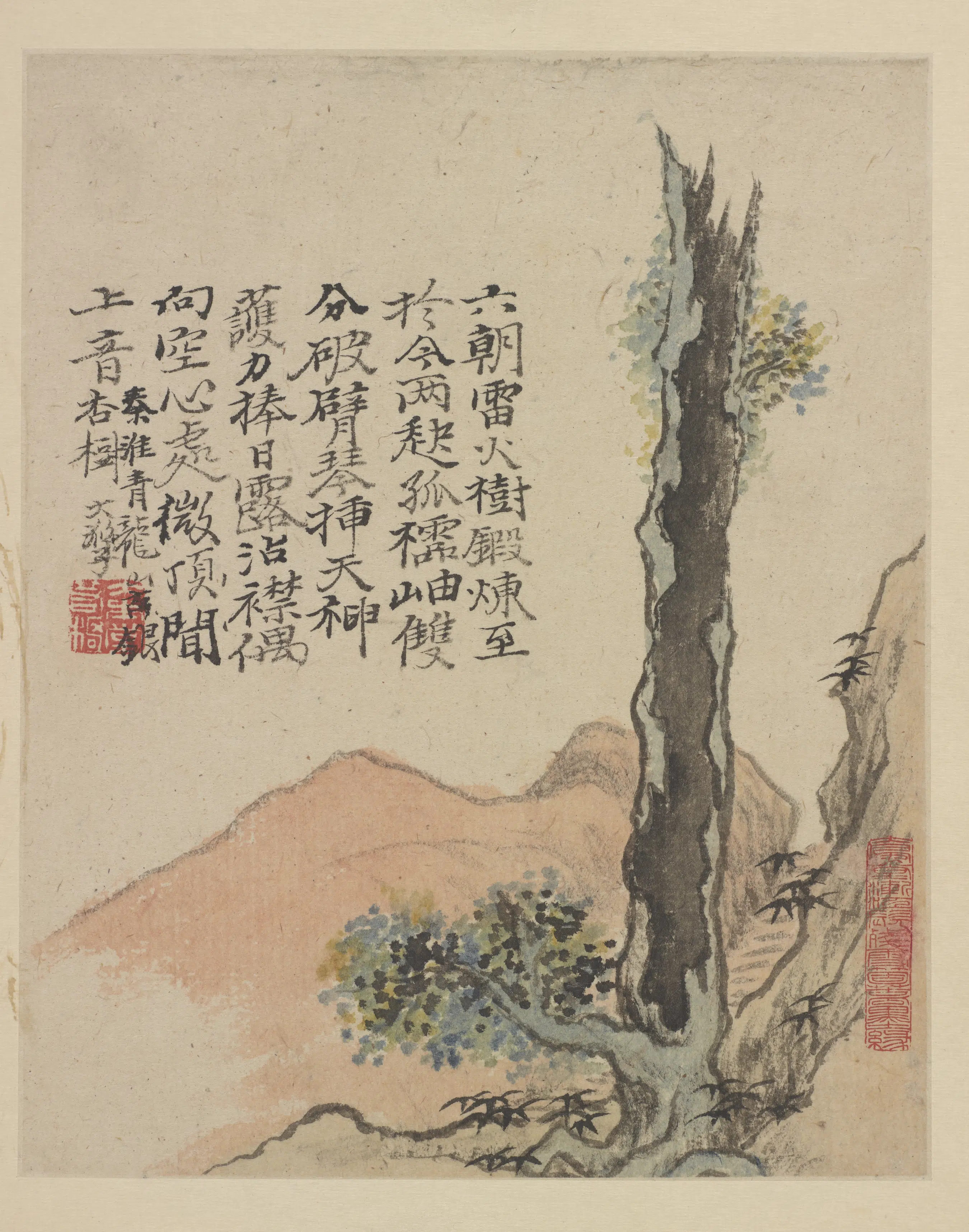 清朝【石涛】《金陵忆旧-青龙山古银杏图》