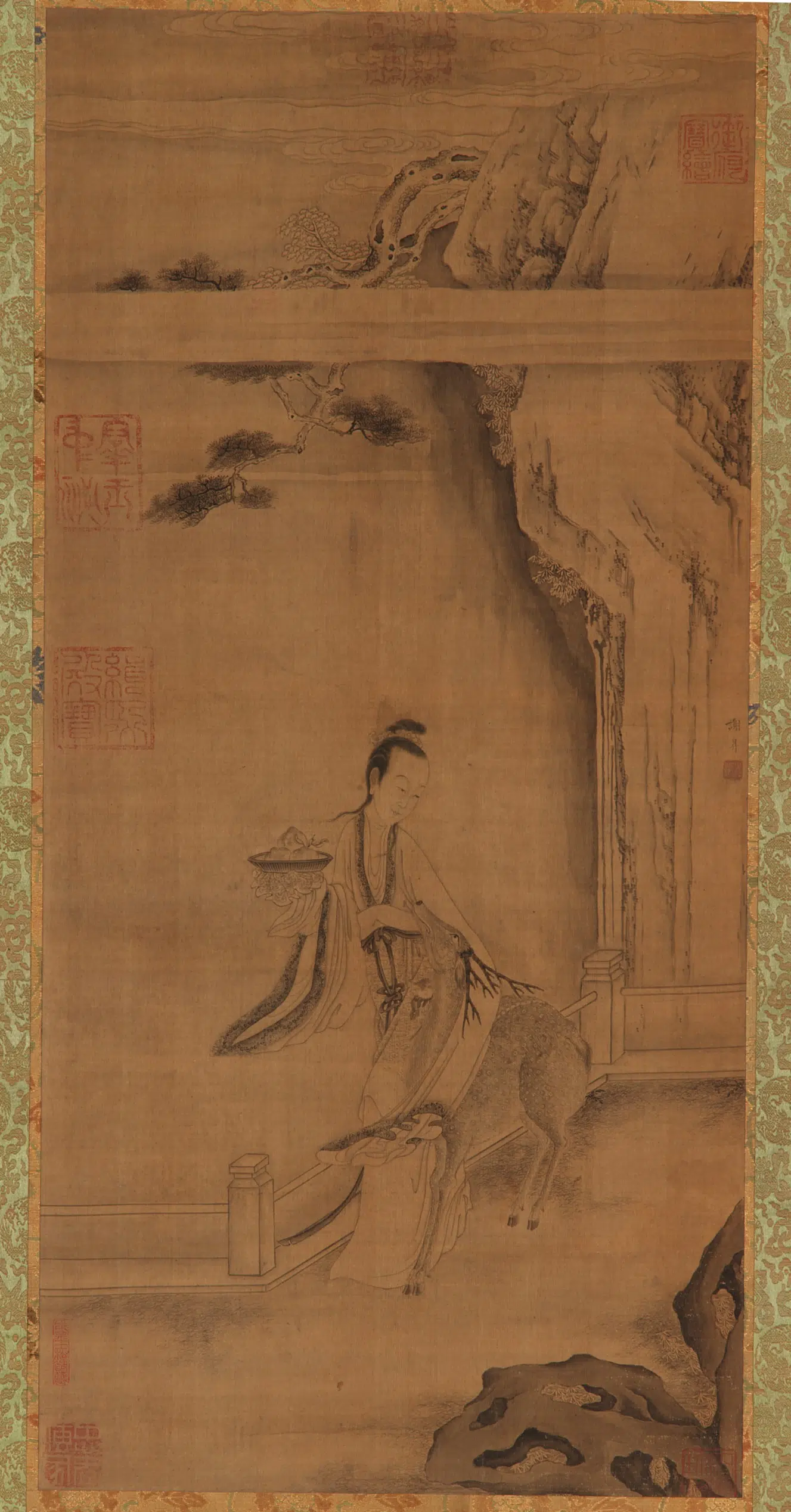 宋朝【谢升】《麻姑仙鹿图》