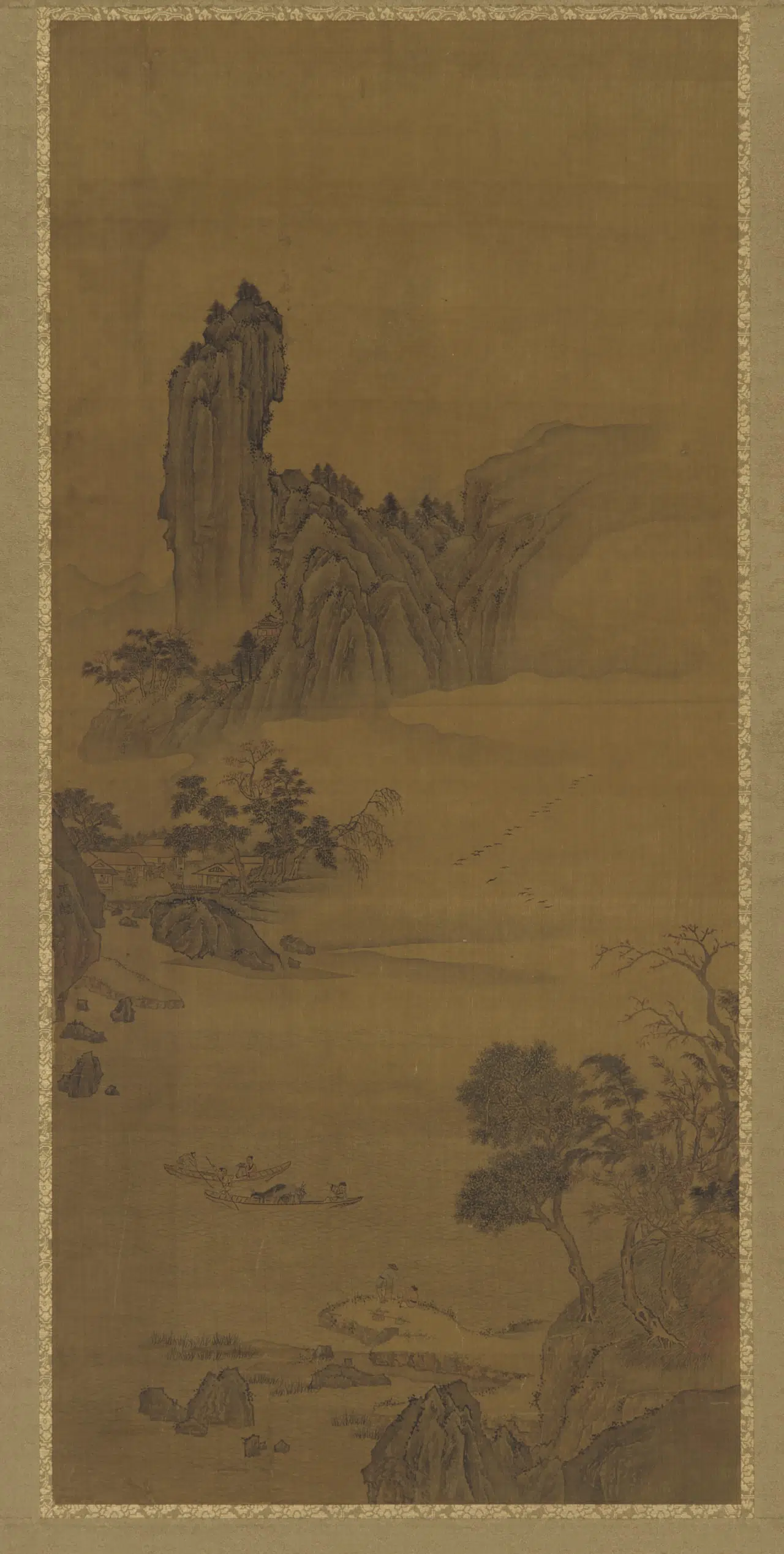 宋朝【马麟】《渡口山水图》
