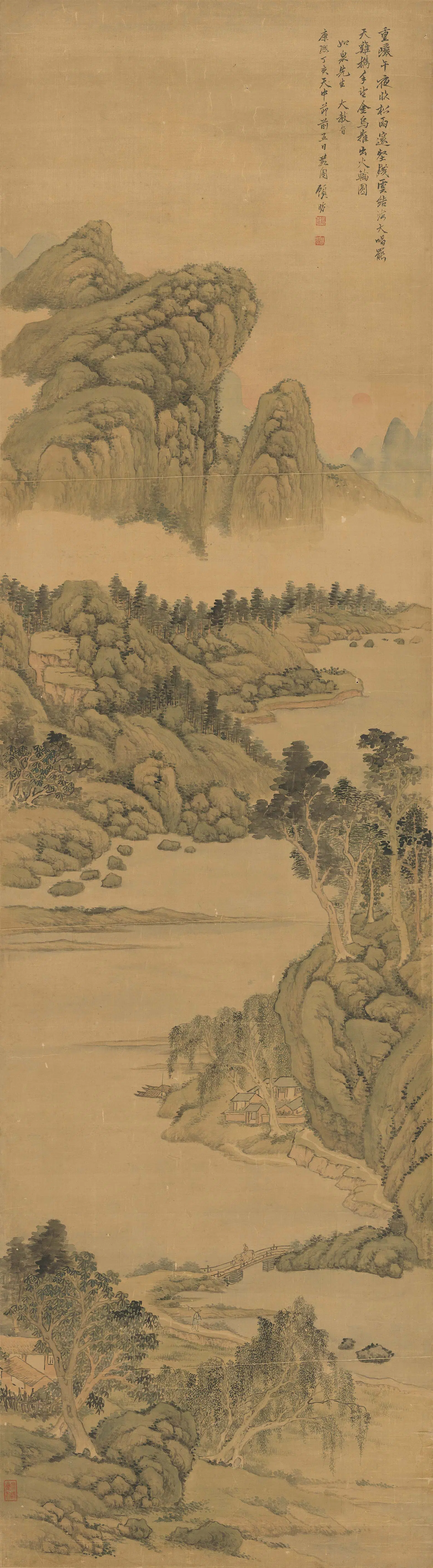 清代【顾昉】《仿董巨山水》