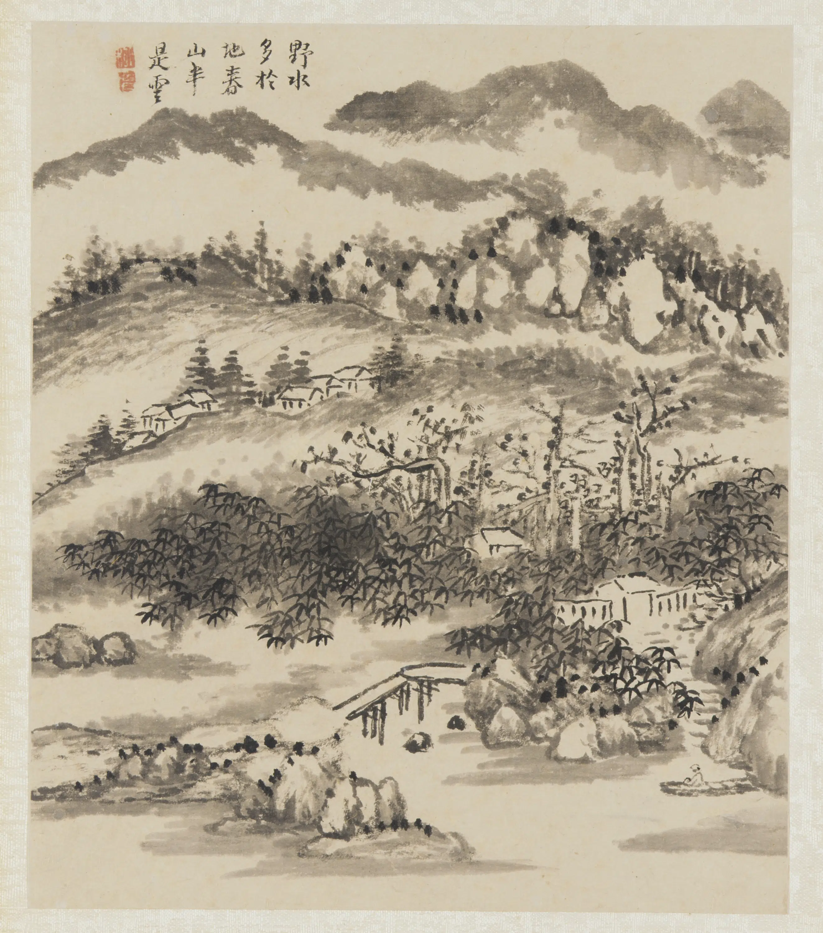 清朝【柳堉】《拟赵师秀诗意境山水图》