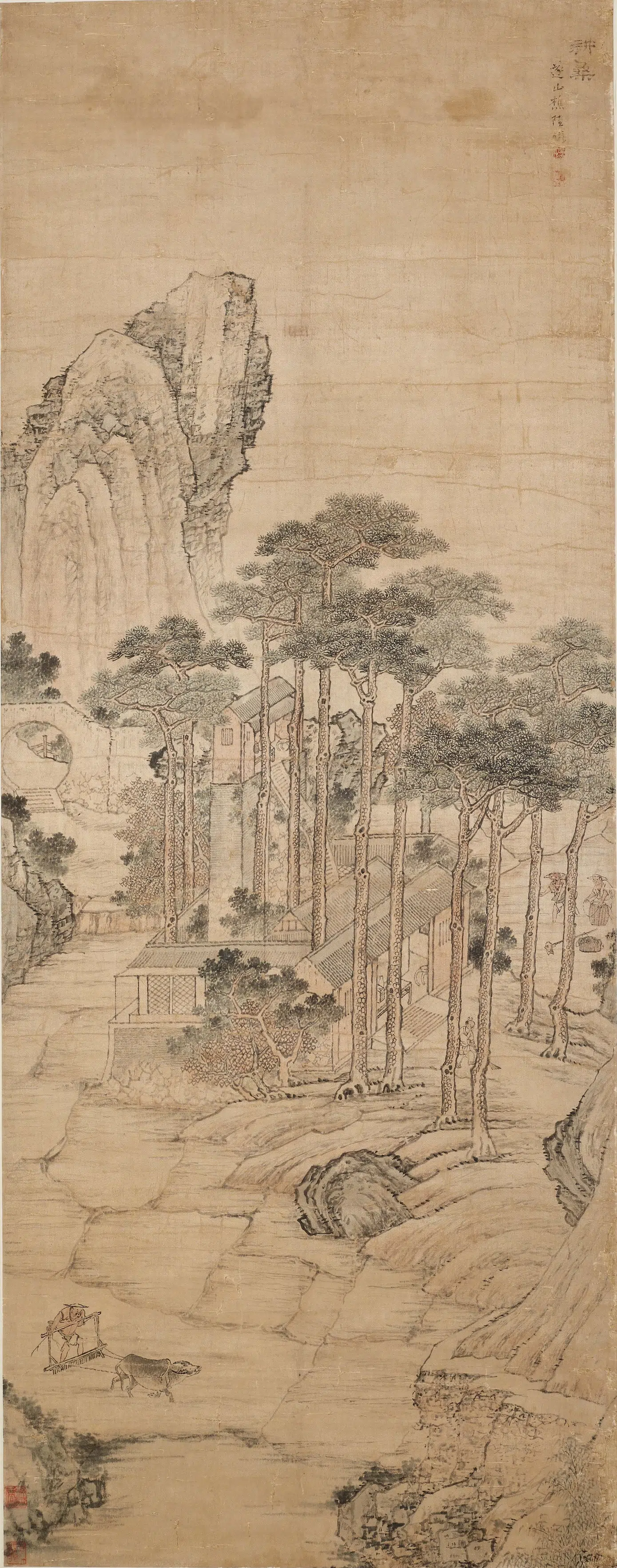 清代【陆㬙】《桑耕图轴》