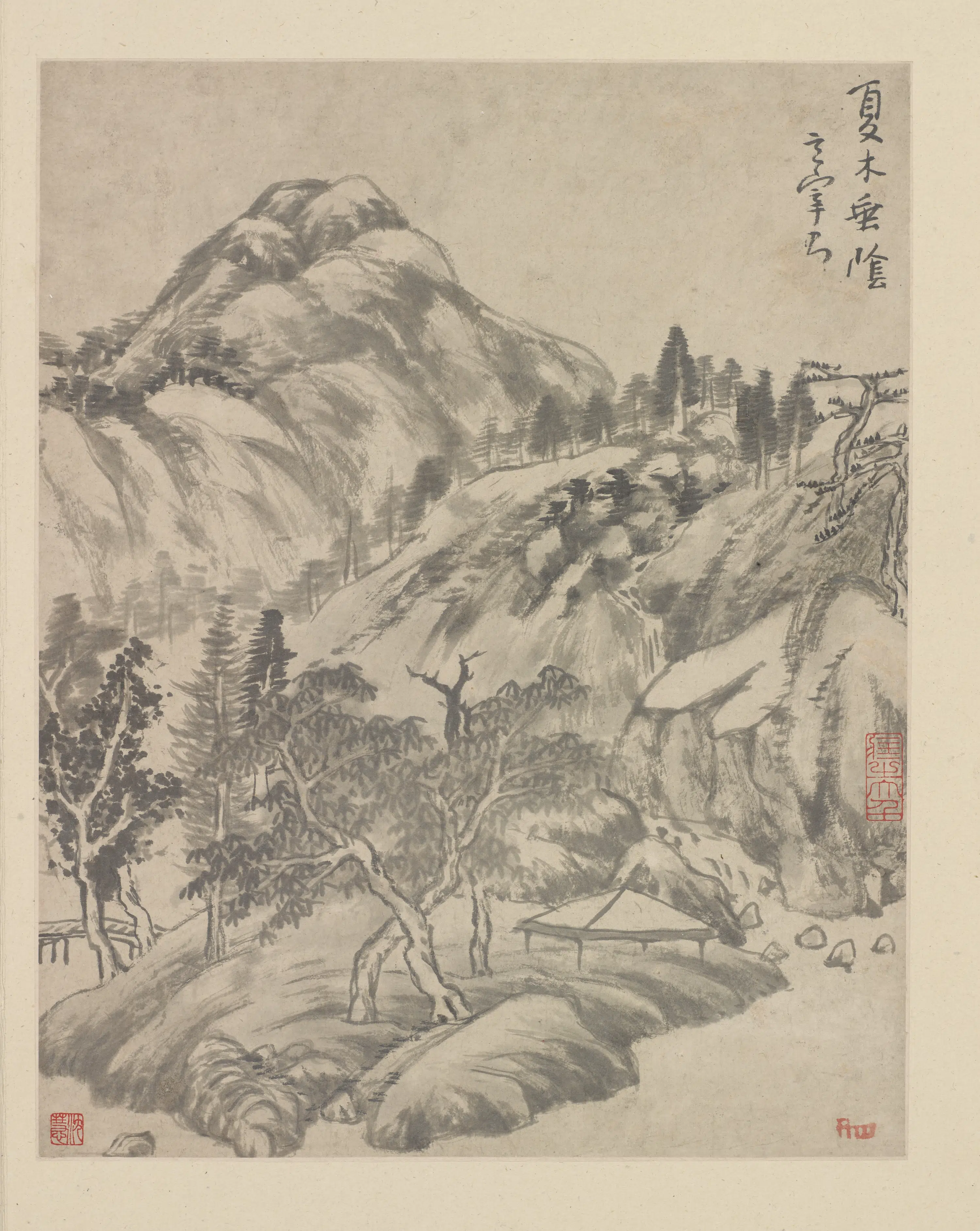 清朝【朱耷】《抚董其昌《临古山水》(册页)-1》