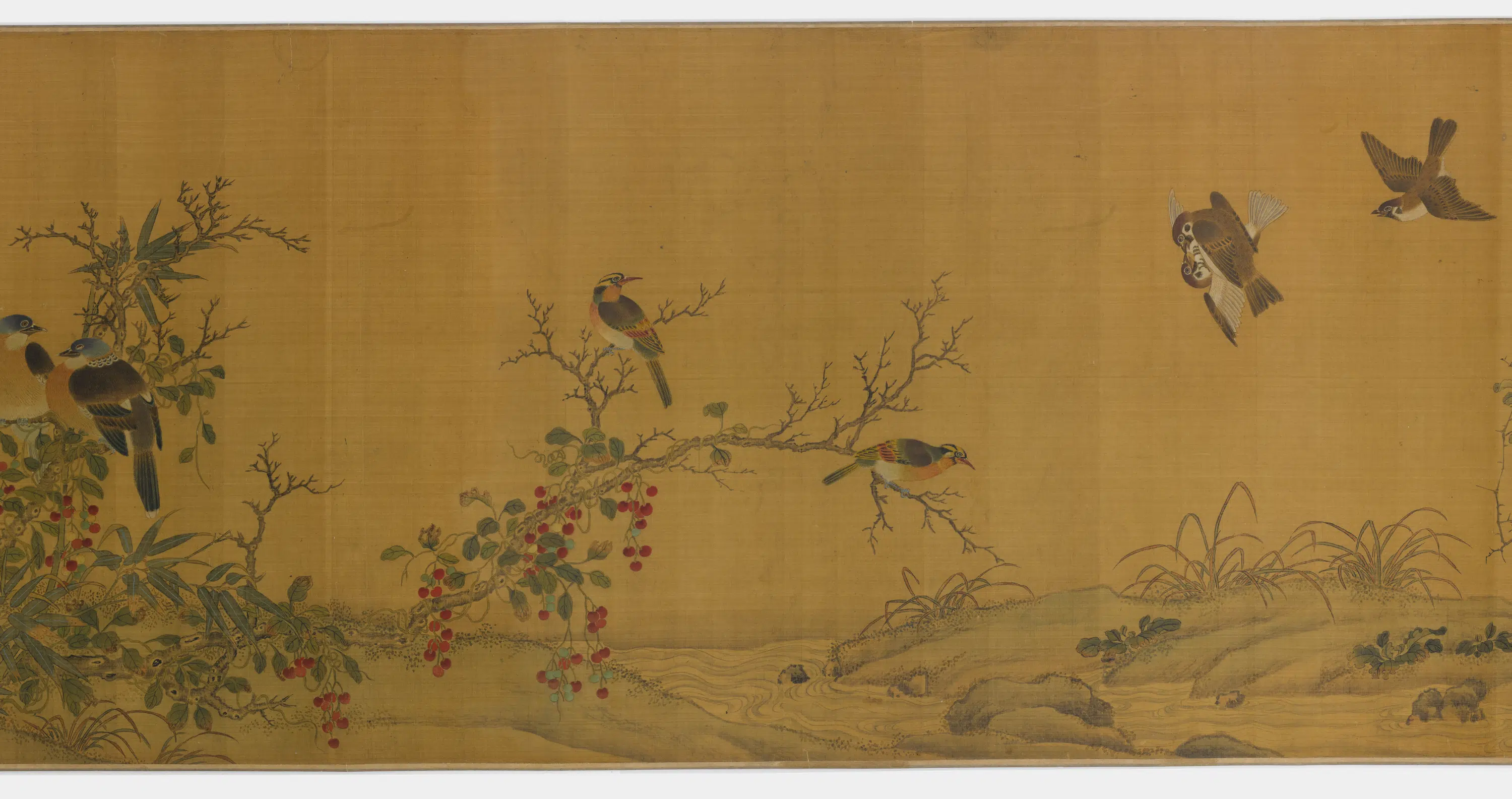 宋朝【易元吉】《花鸟蔷薇兔果图》 第3张