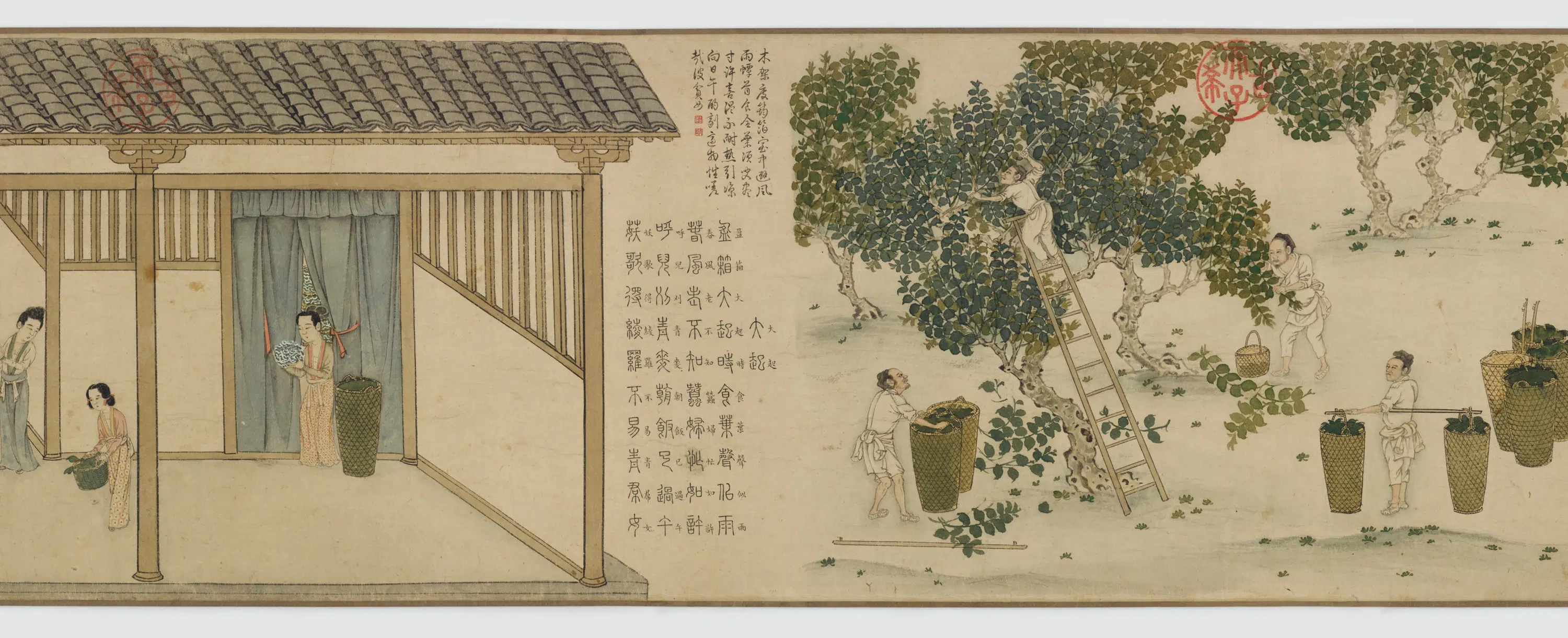 元朝【程棨】《摹楼璹蚕织图卷》 第5张