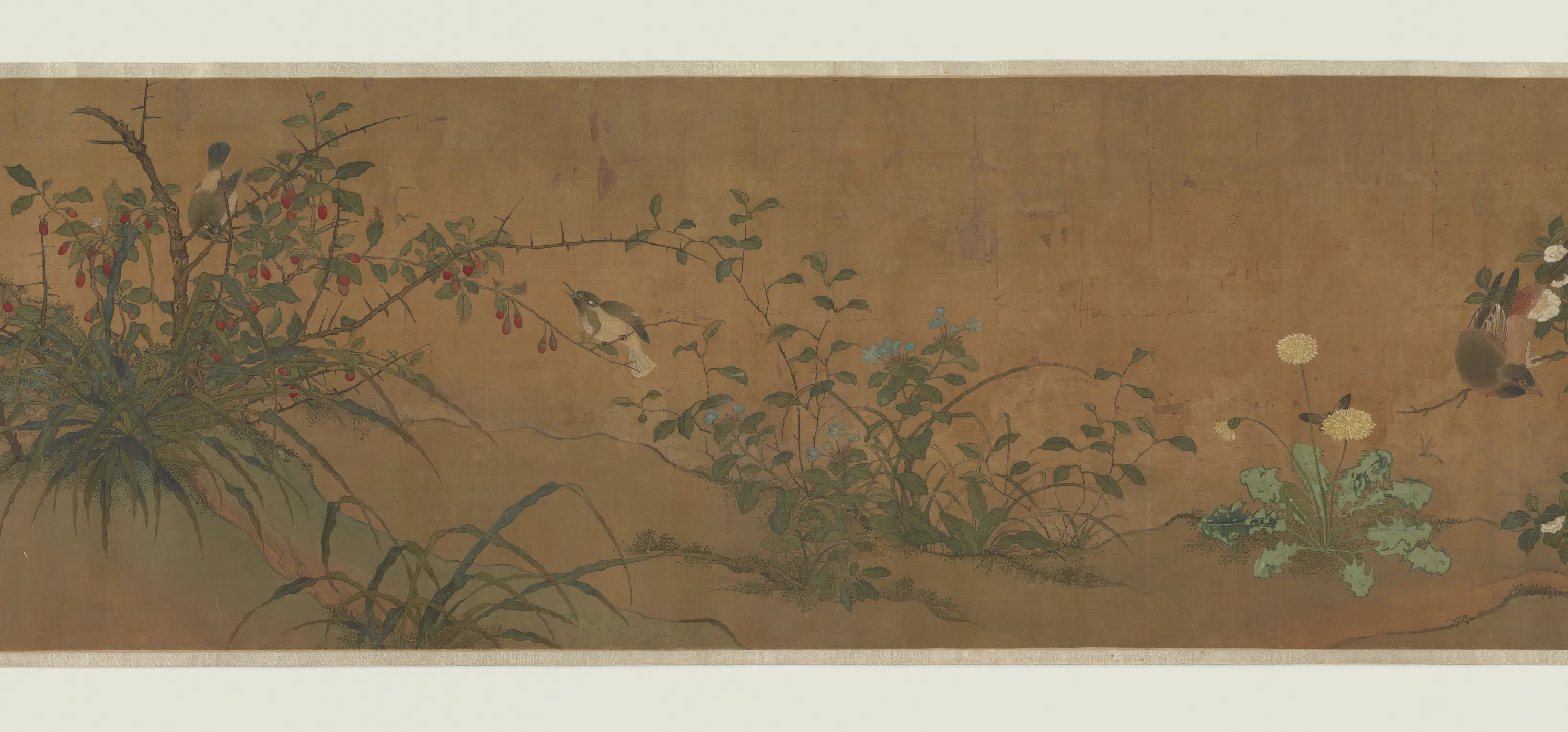 元朝【钱选】《设色花鸟草虫图长卷》 第2张
