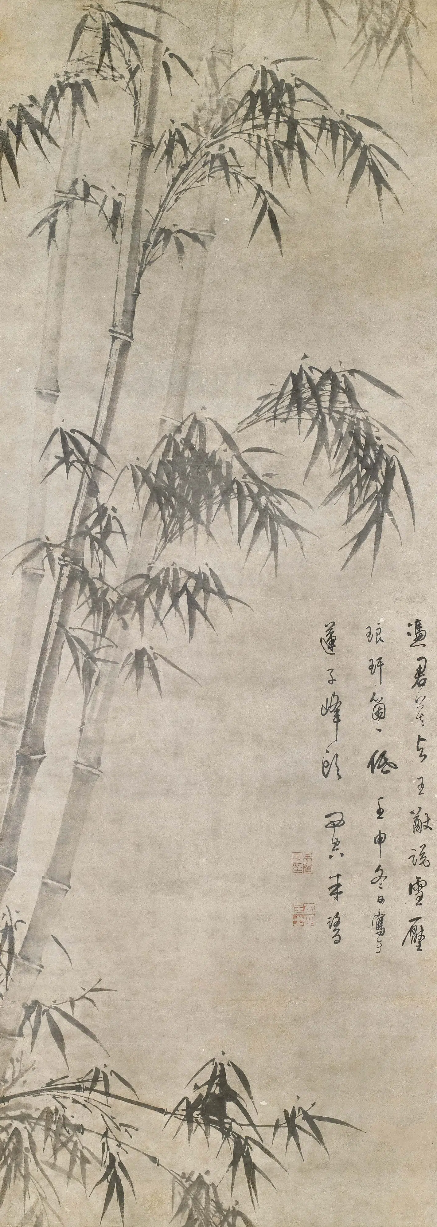 明朝【朱鹭】《墨竹立轴》