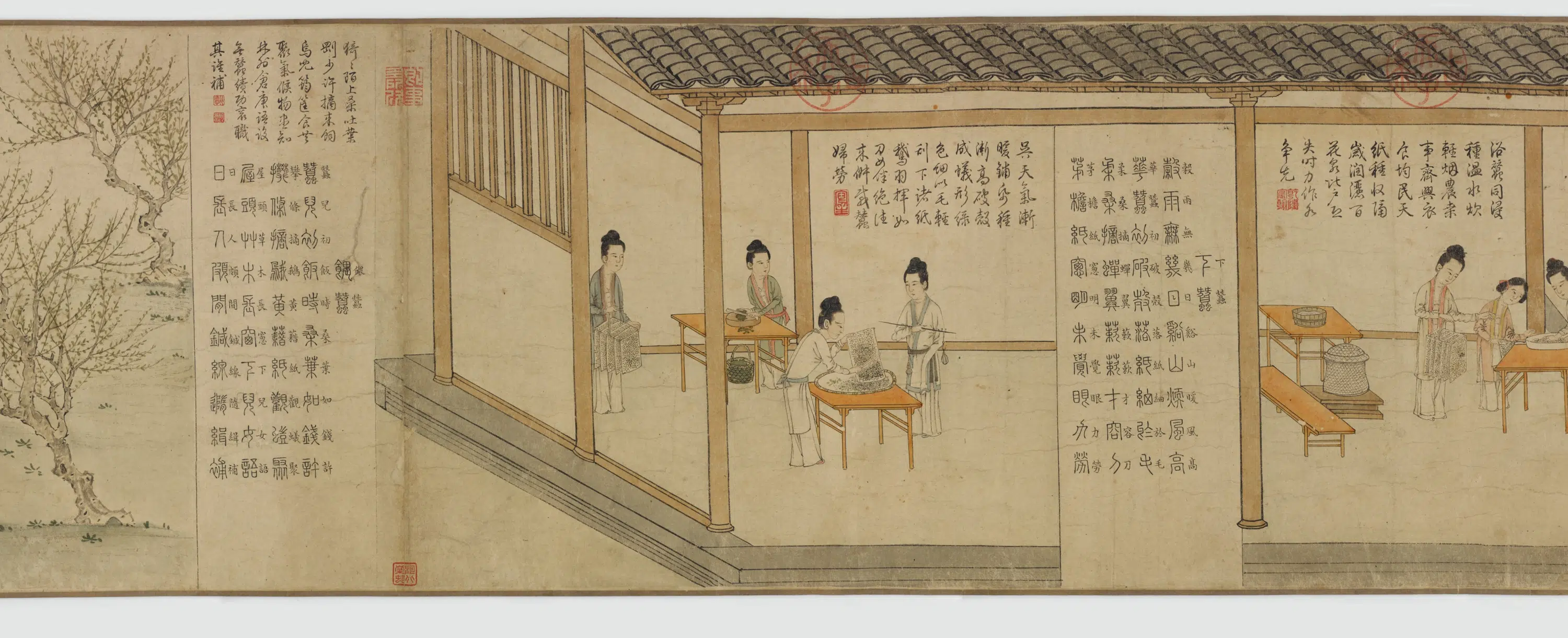元朝【程棨】《摹楼璹蚕织图卷》 第9张