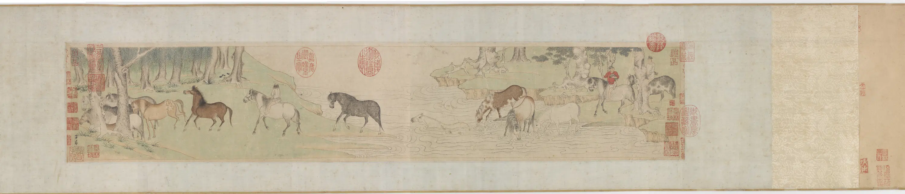 元朝【赵孟俯】《浴马图卷(画心）》