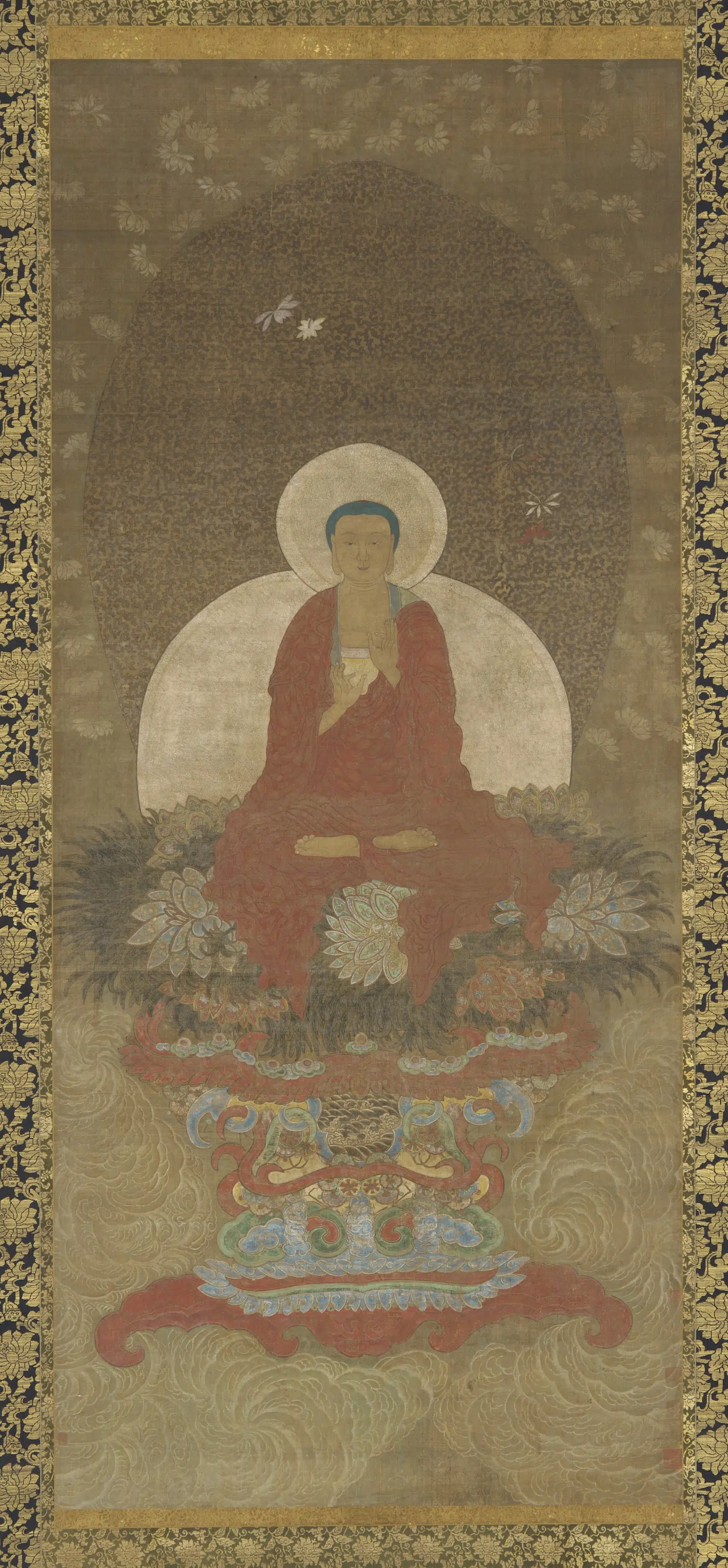 《坐于拘尸草座之佛图》