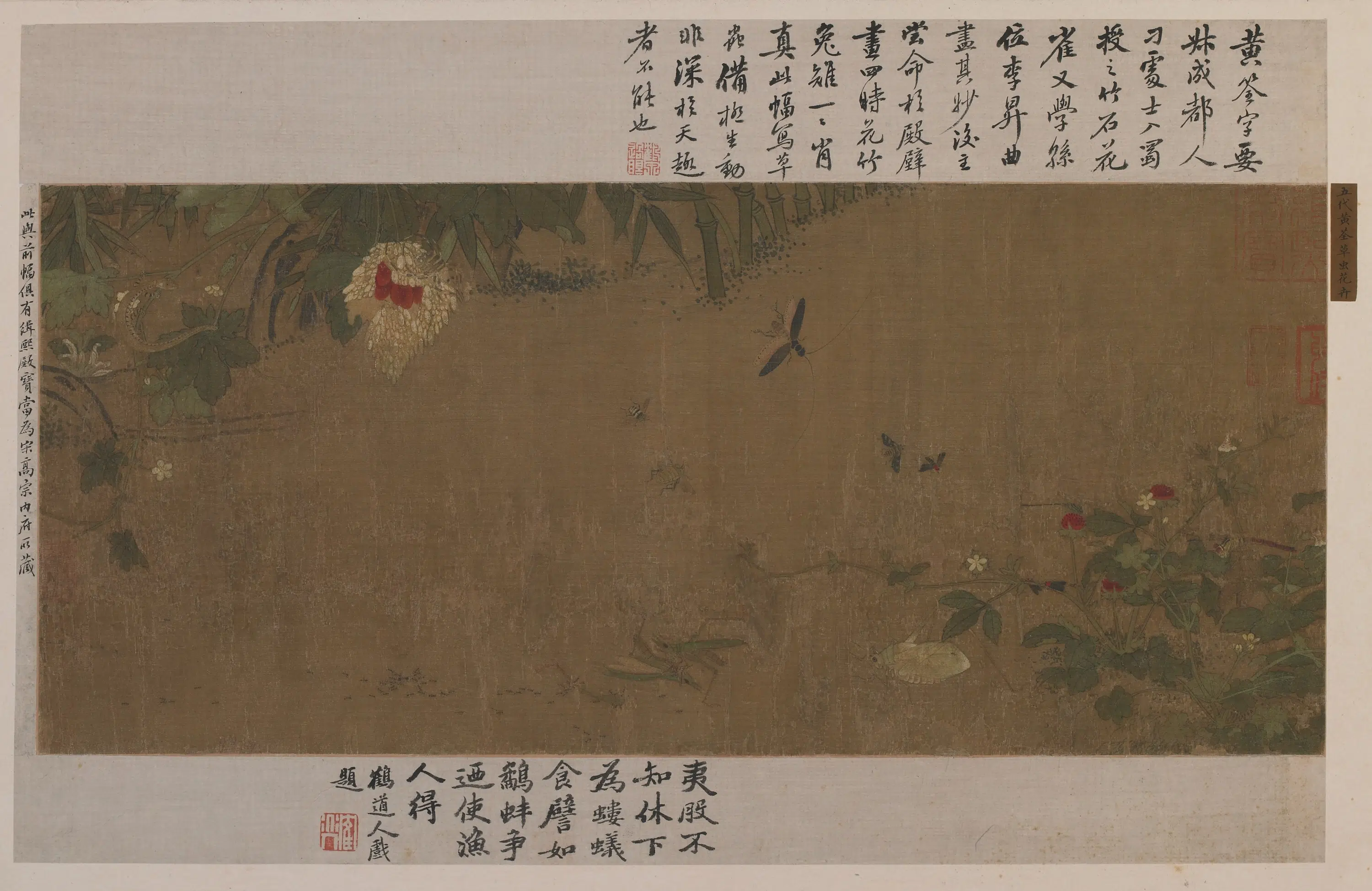 五代十国【黄筌（荃）】《虫草花卉图》