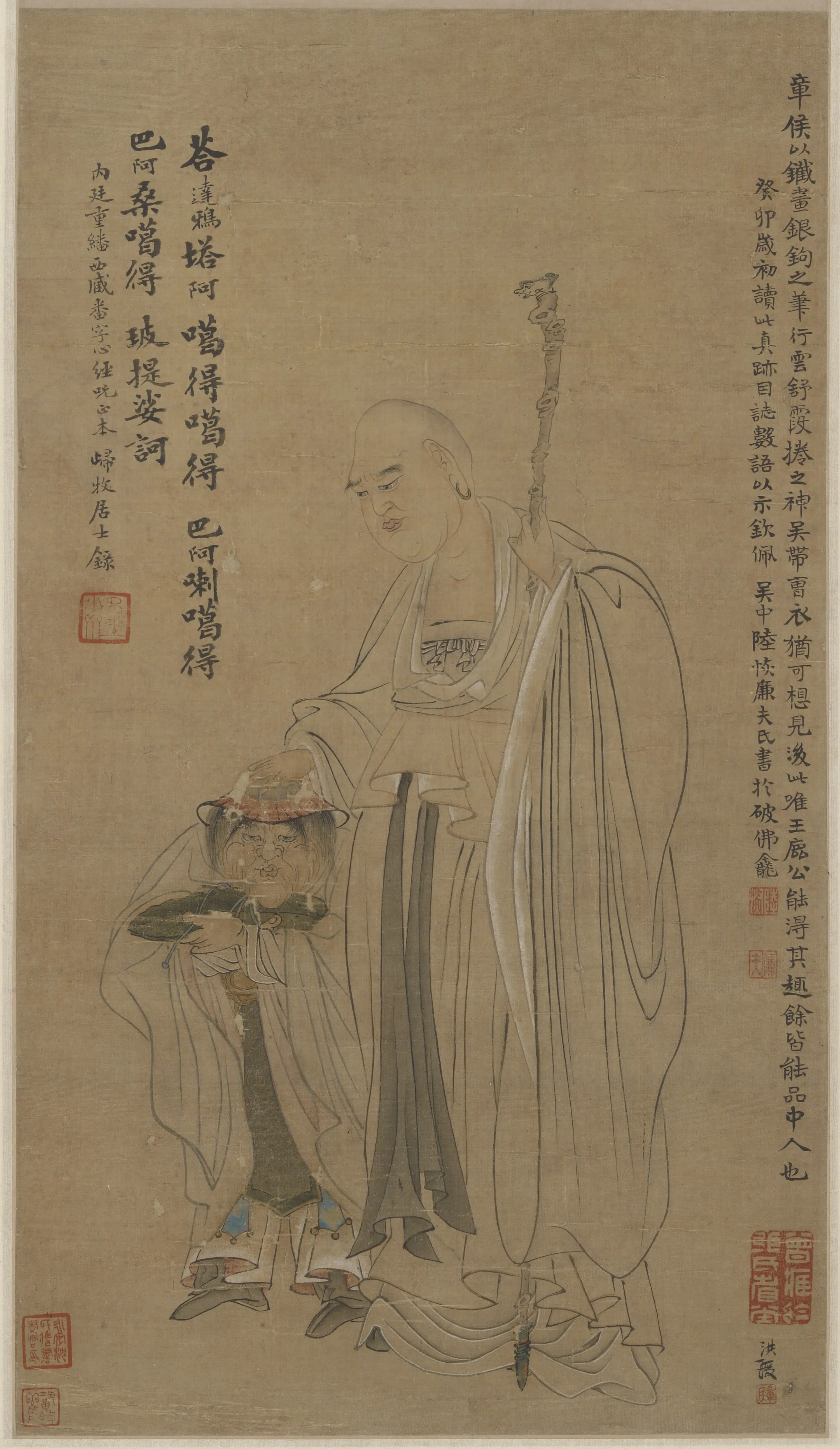 明朝【陈洪绶】《菩萨摩顶图》