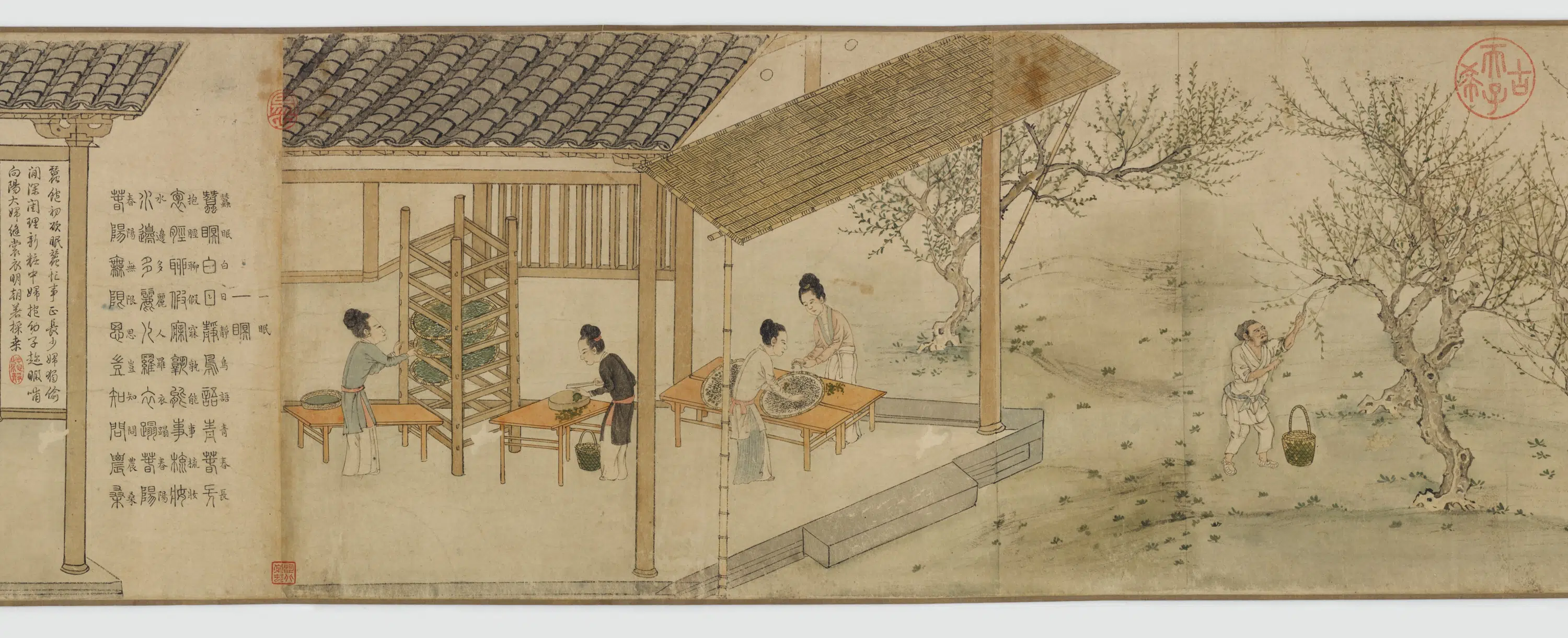 元朝【程棨】《摹楼璹蚕织图卷》 第8张