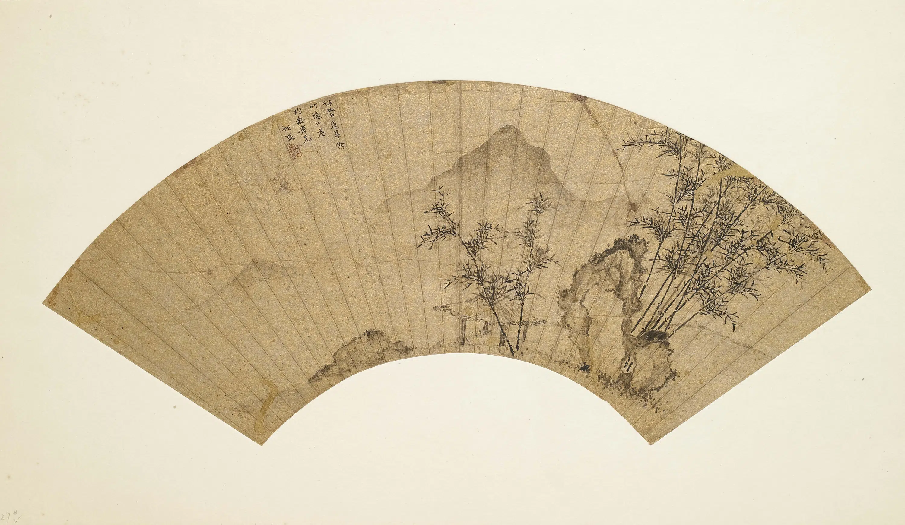 清代【顾殷】《仿管道升画竹扇》