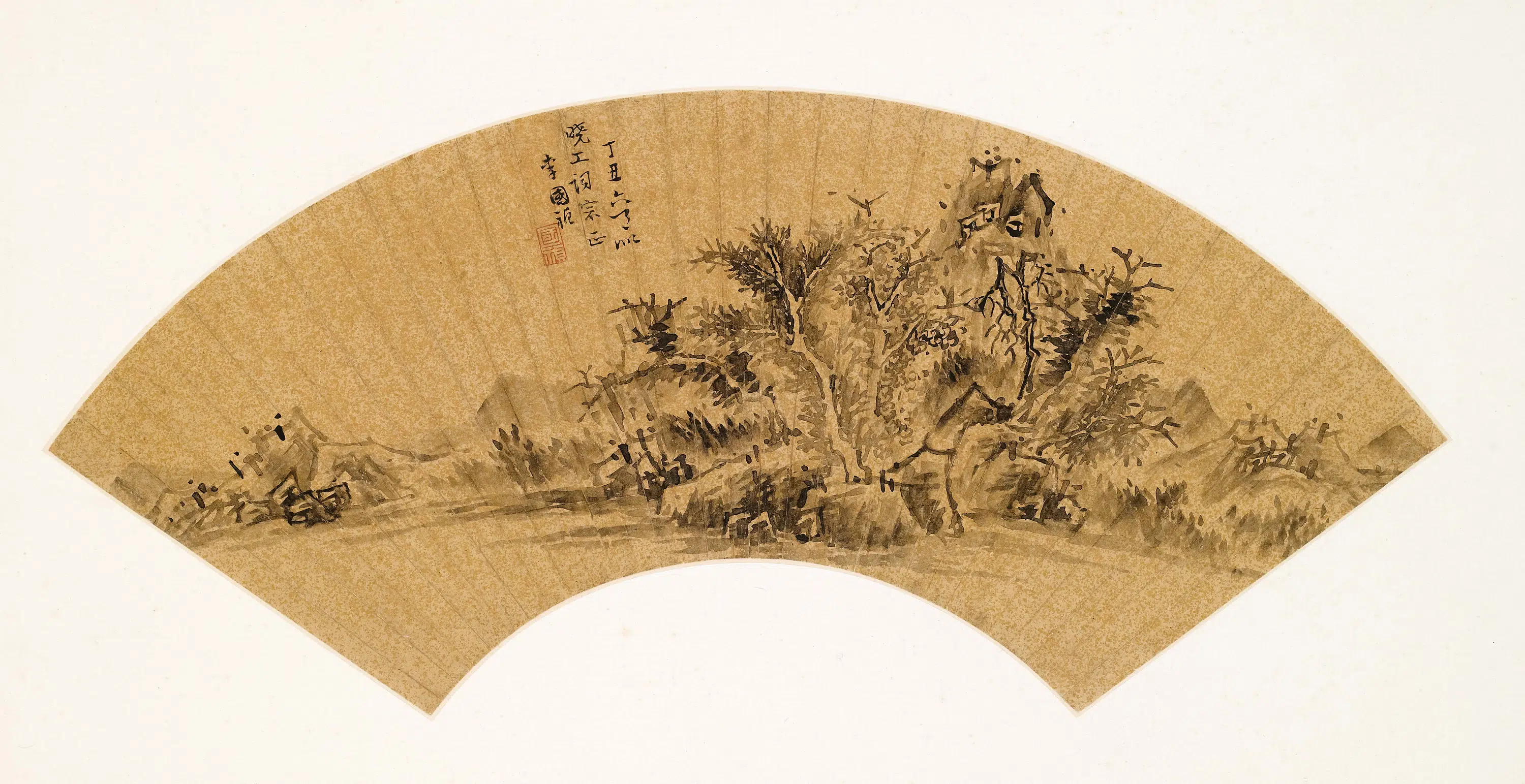 明朝【李国祯】《山水扇面》 第1张