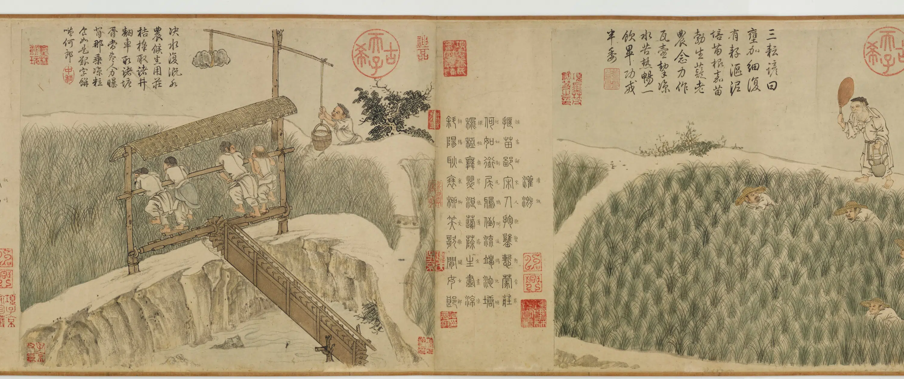 元朝【程棨】《摹楼璹耕作图卷》 第3张