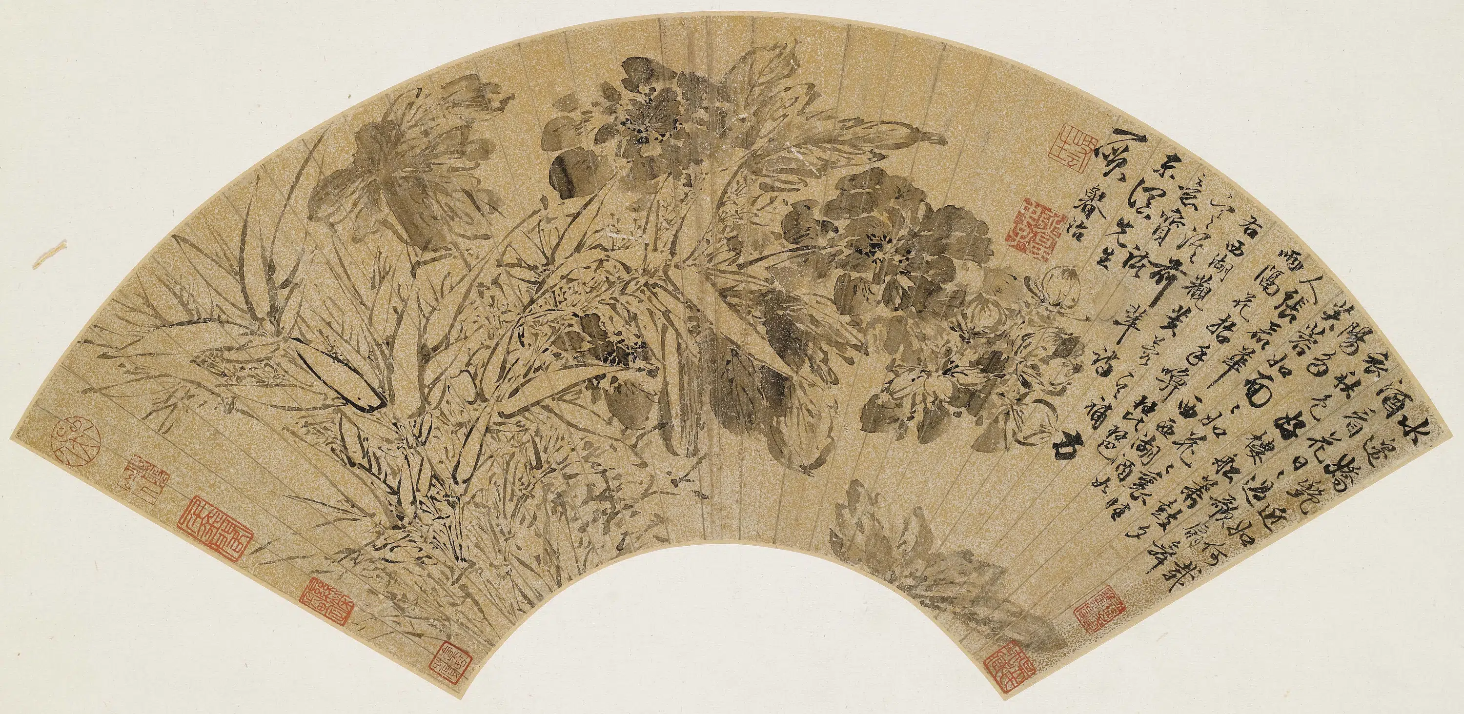 明朝【鲁治】《花卉扇面》 第1张
