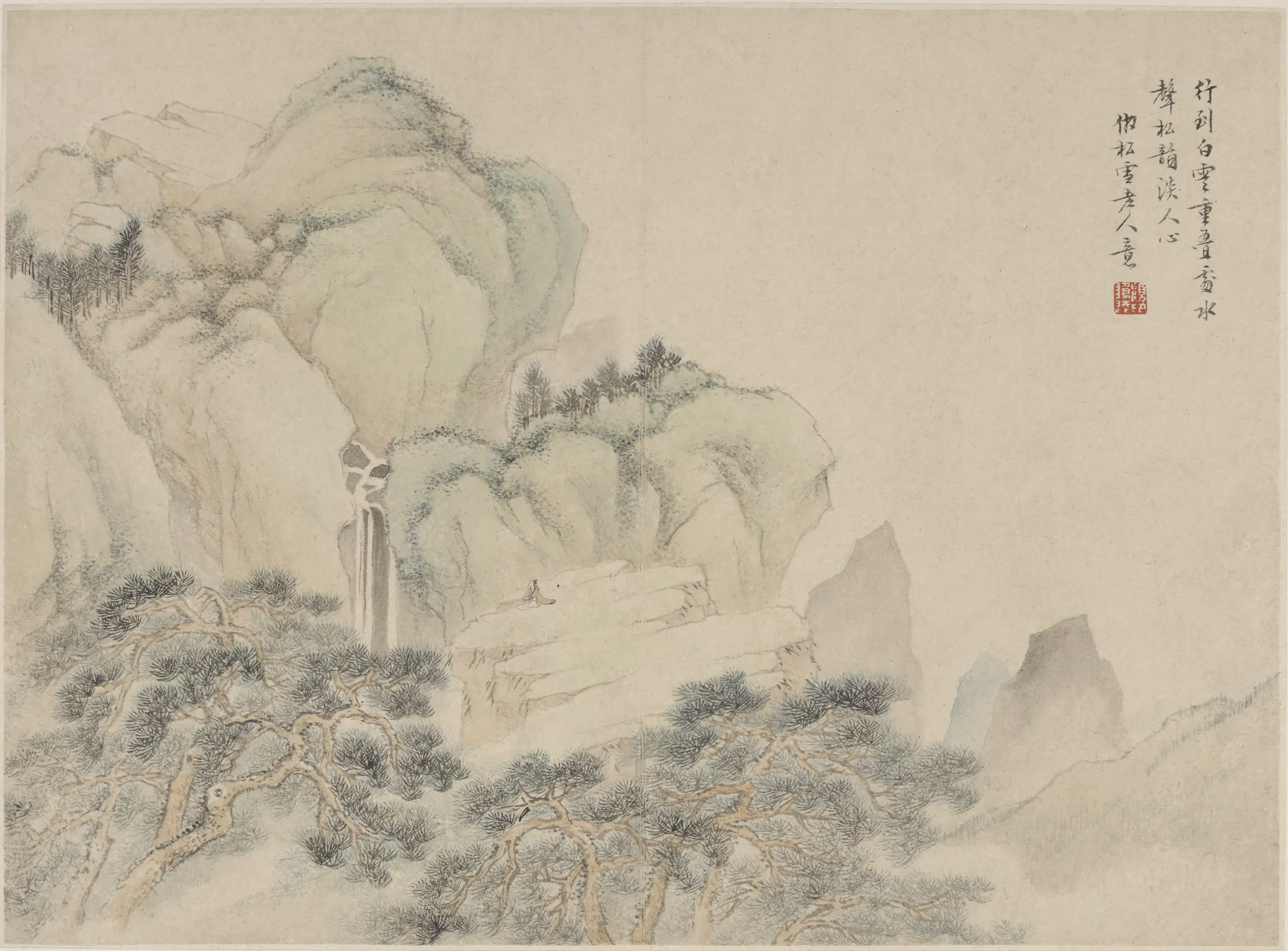 清朝【顾逵】《仿赵孟頫白云松涛图》