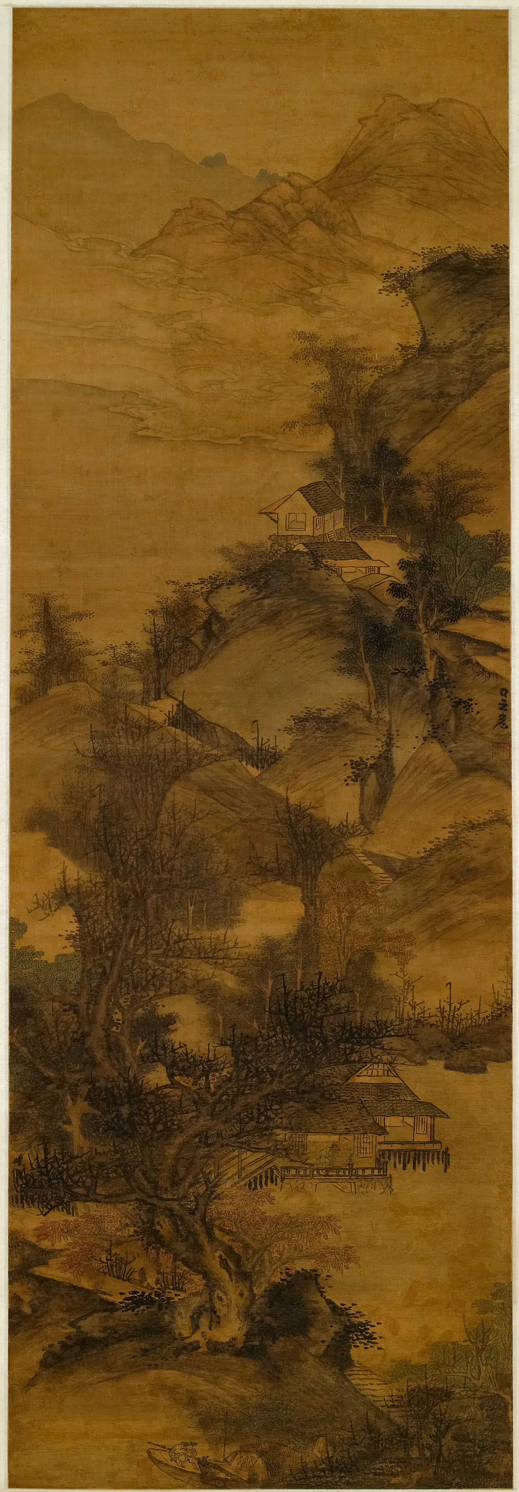 清代【吴宏】《秋山读易图立轴》