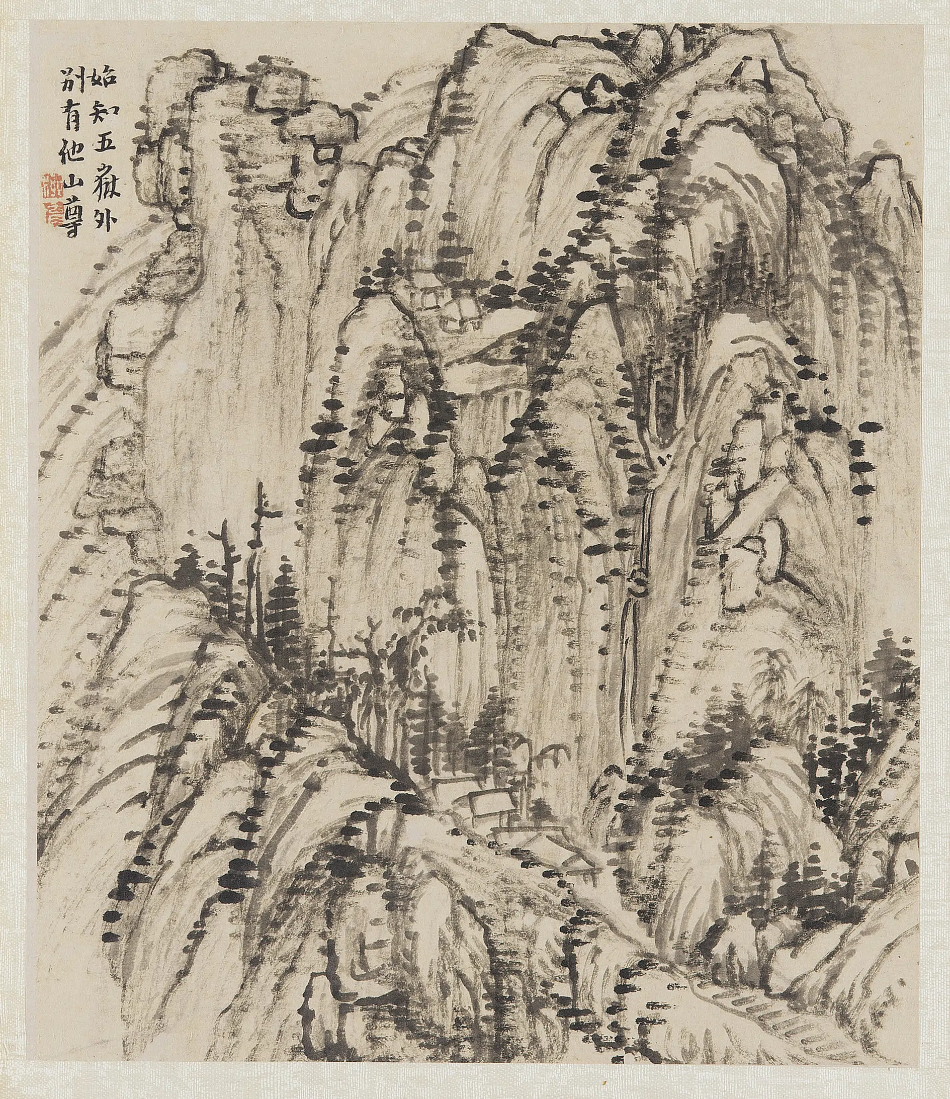 清朝【柳堉】《拟杜甫诗句意山水图》