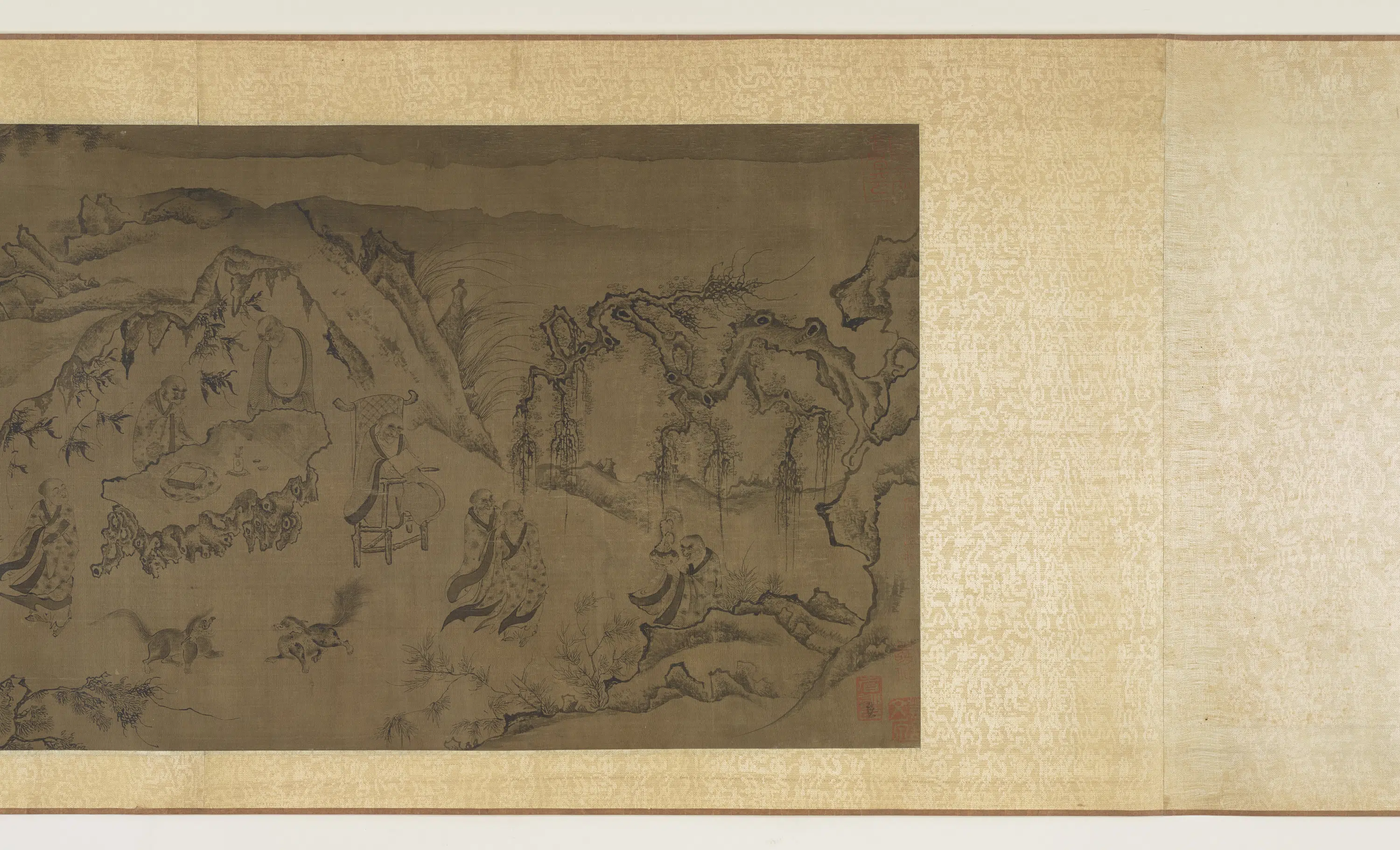 宋朝【李公麟】《白描罗汉观音山水图》