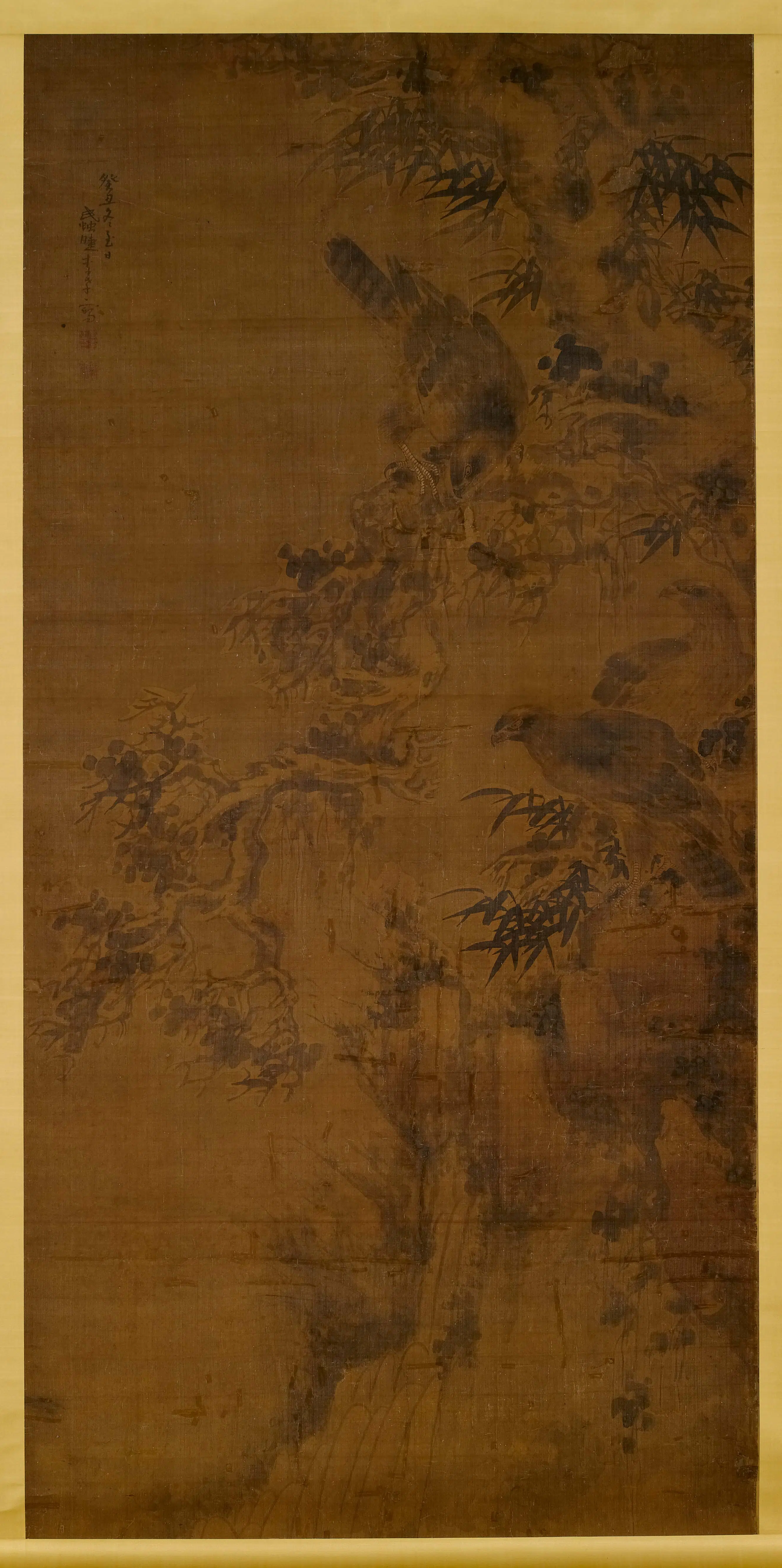 清代【李孝】《双鹰图立轴》
