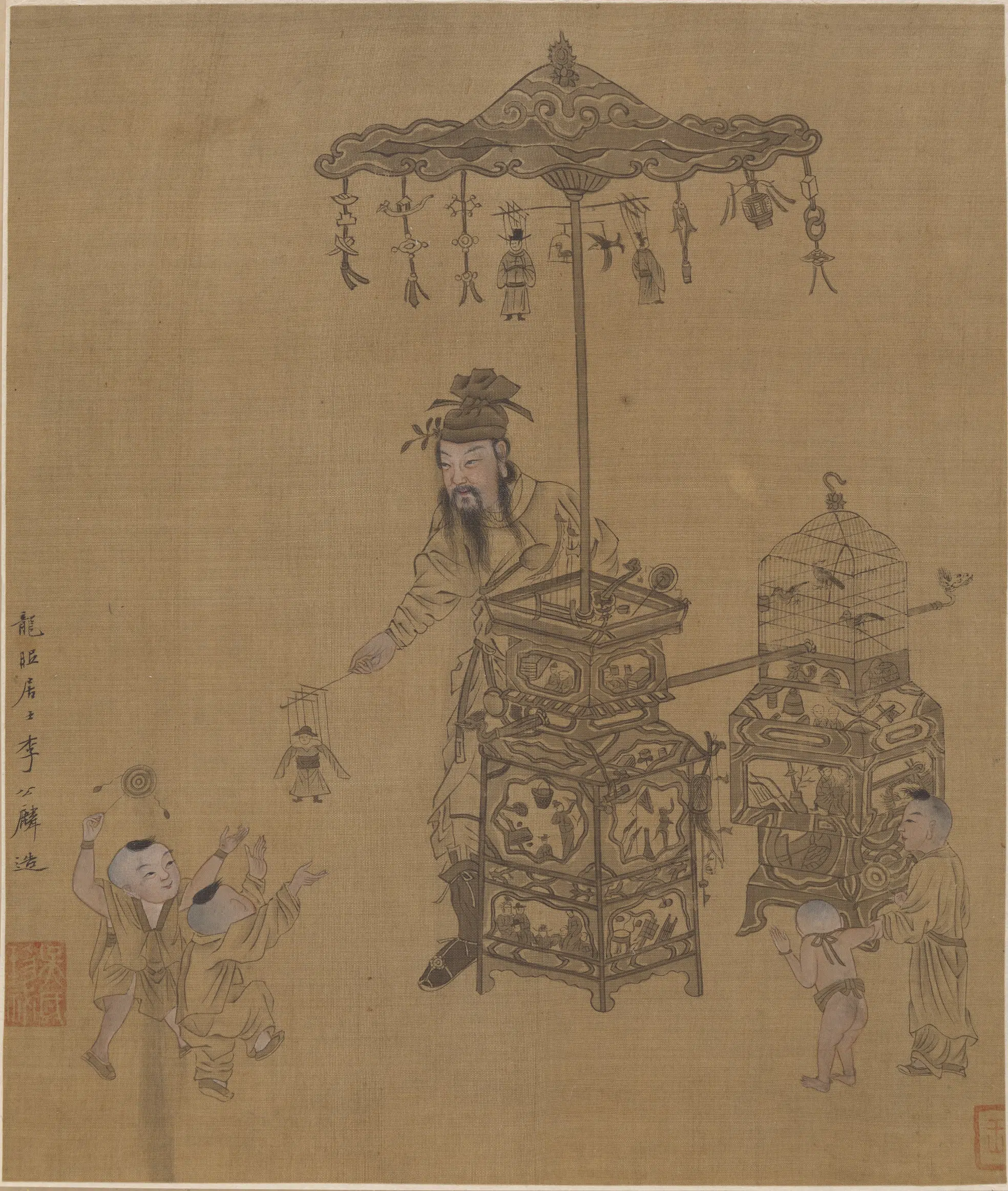 宋朝【李公麟】《货郎图册页》 第1张 宋朝【李公麟】《货郎图册页》 第1张