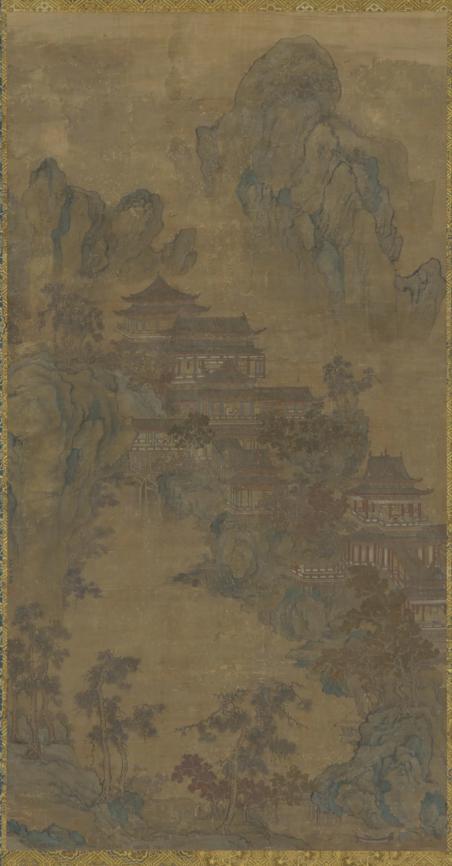 宋朝【赵伯驹】《山居殿宇图》