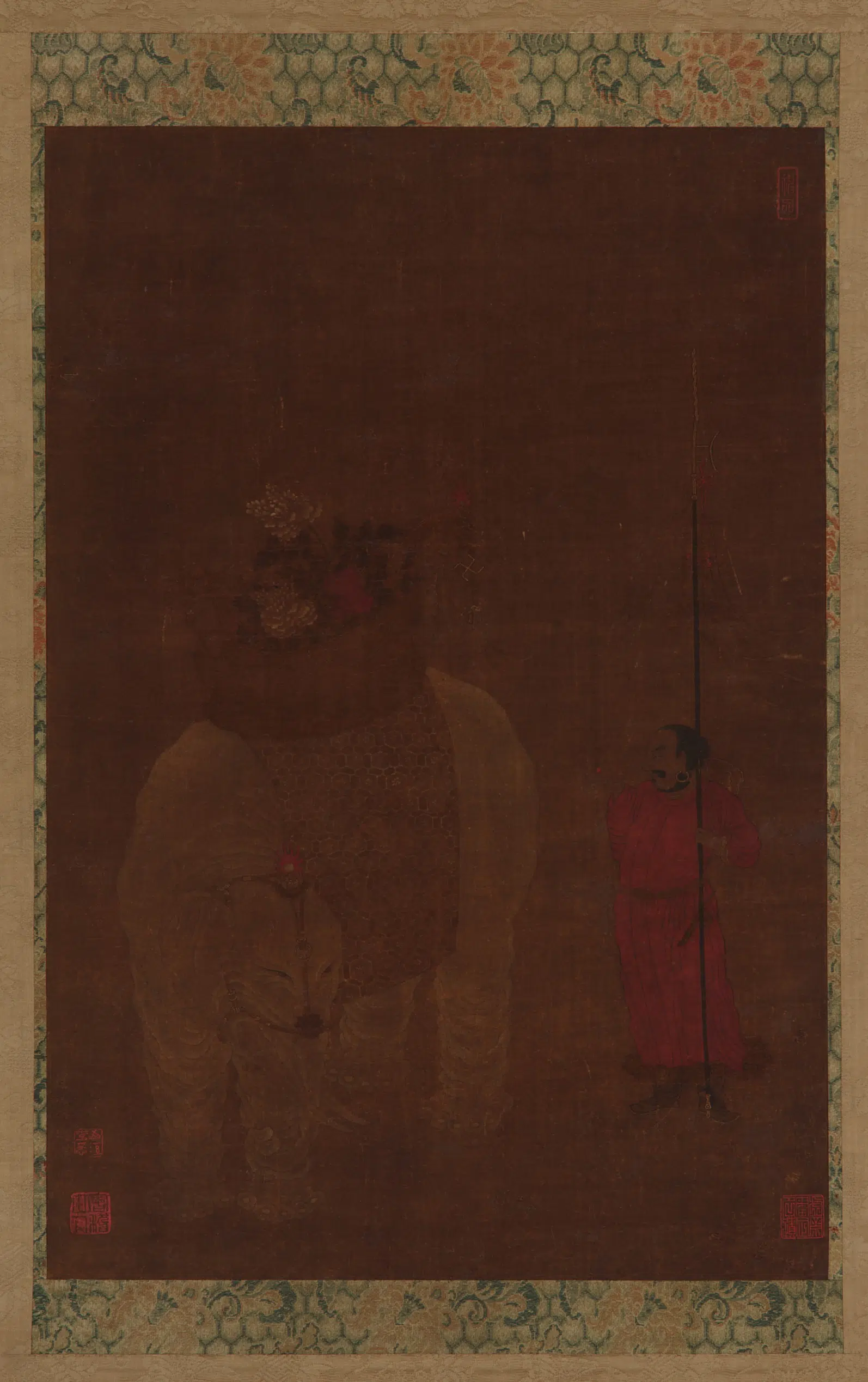 五代十国【贯休】《披饰大象与侍从图》