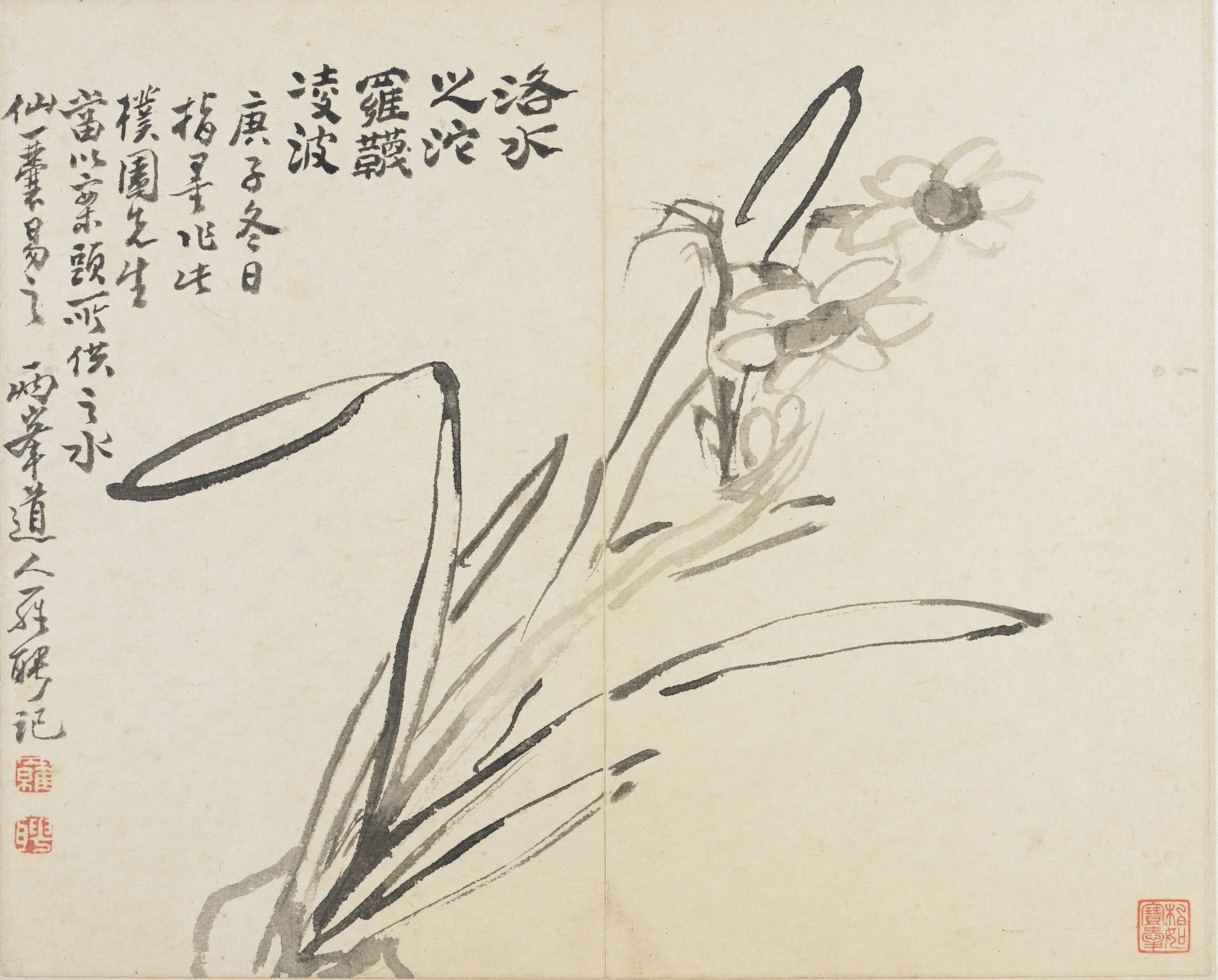 清朝【罗聘】《山水花鸟册-水仙图》 第1张