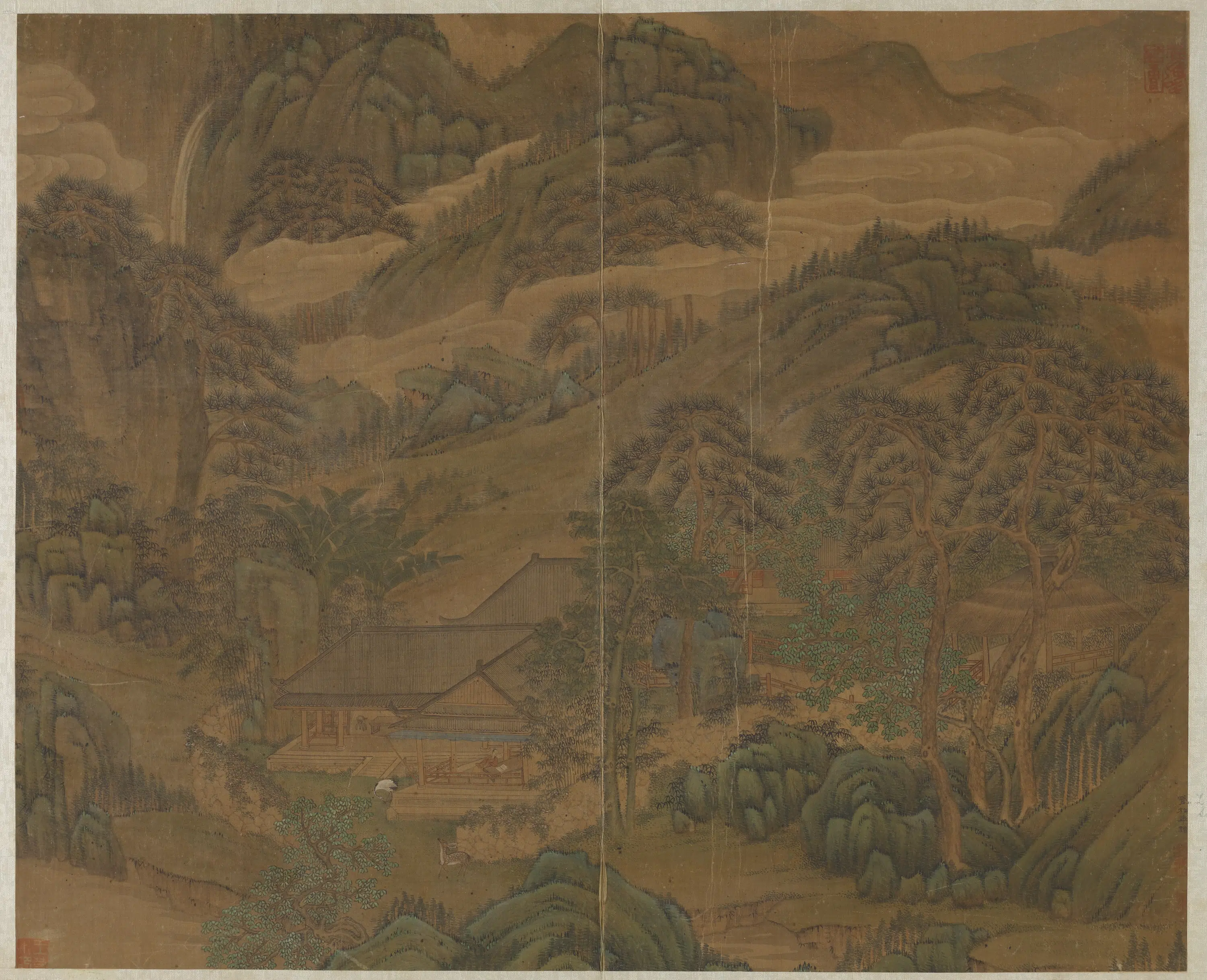 宋朝【刘松年】《岩树山居图》
