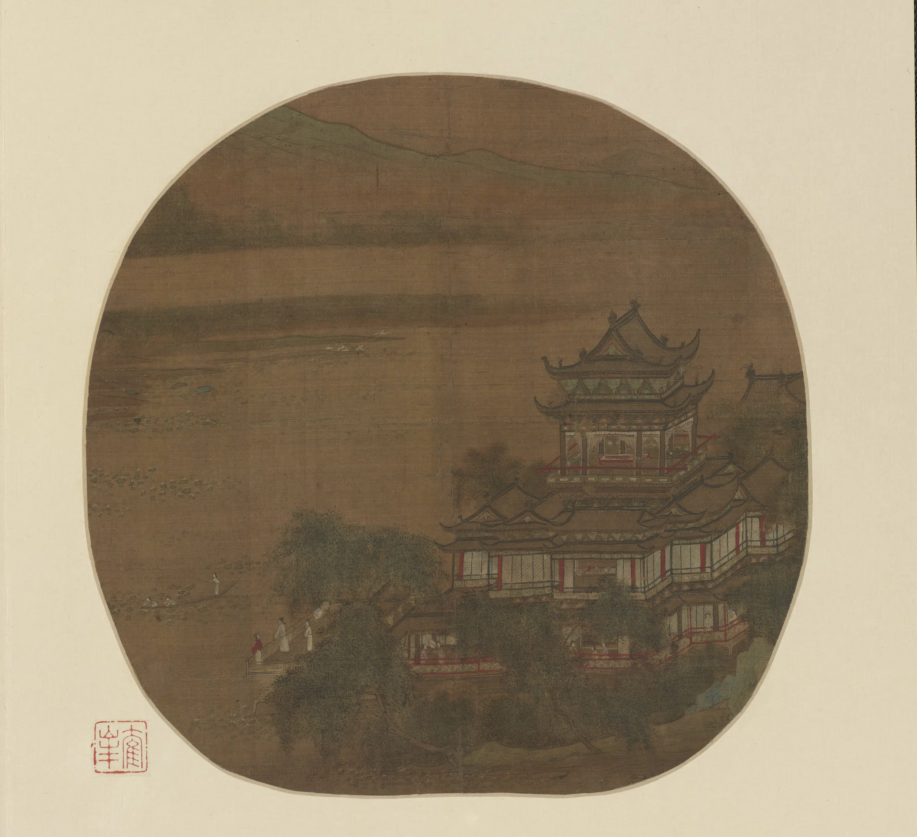 《湖山殿宇图》
