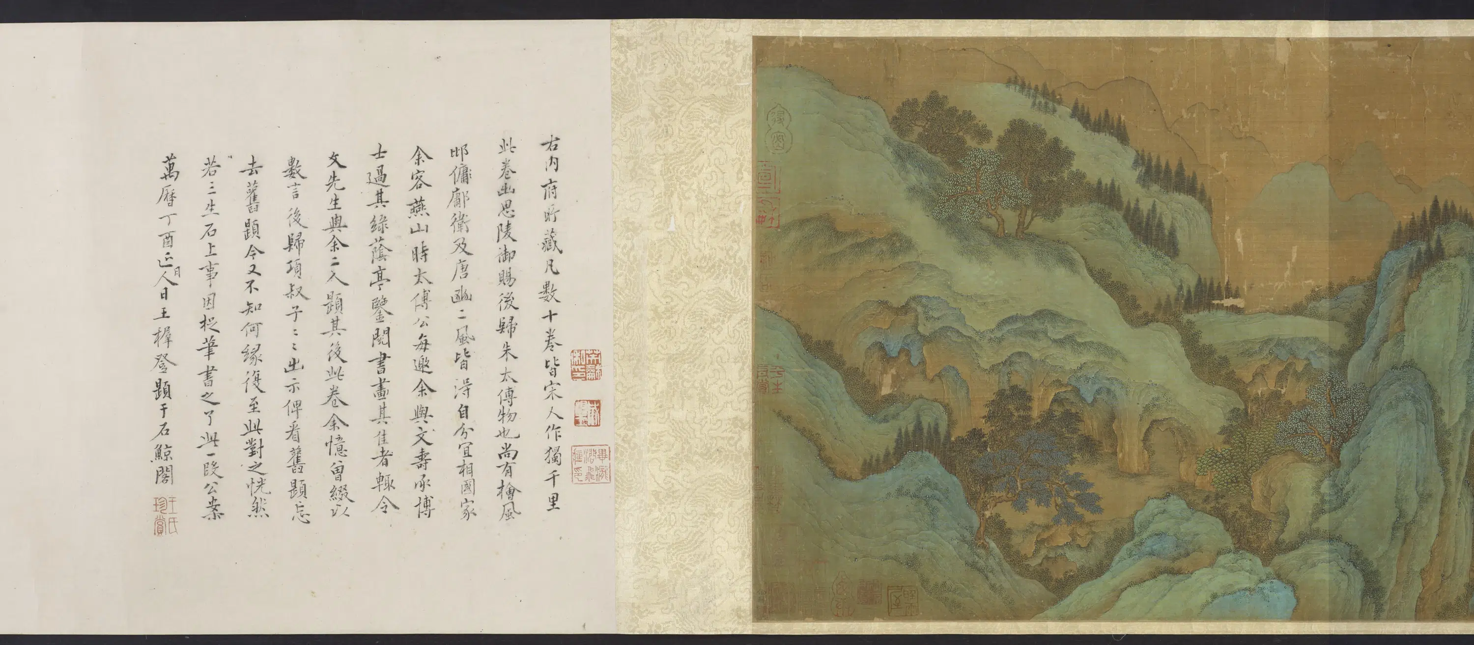 宋朝【赵伯驹】《江山楼阁图卷》