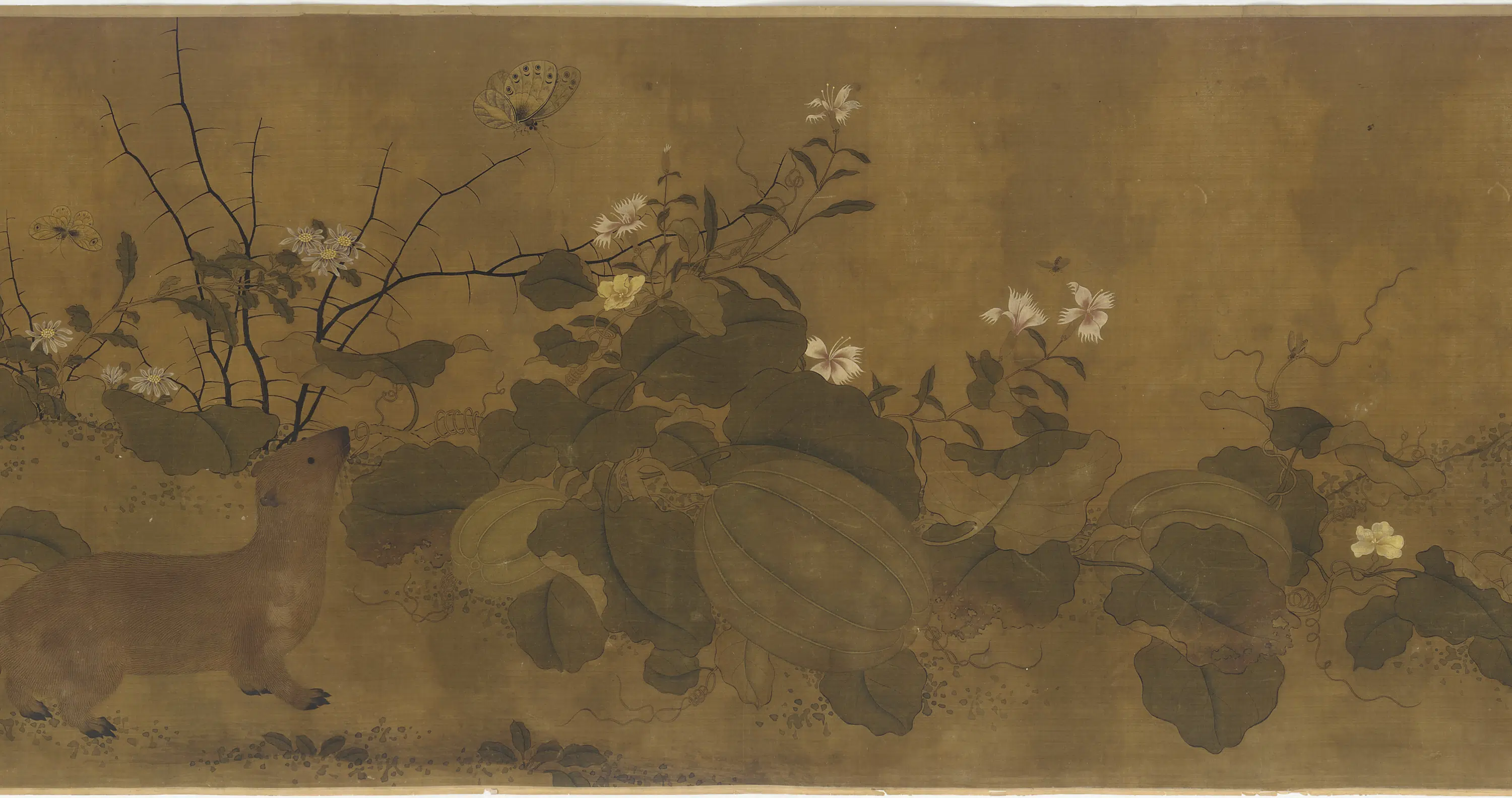 宋朝【吴炳】《园圃瓜茄花鼬双嬉图》 第3张 宋朝【吴炳】《园圃瓜茄花鼬双嬉图》 第3张