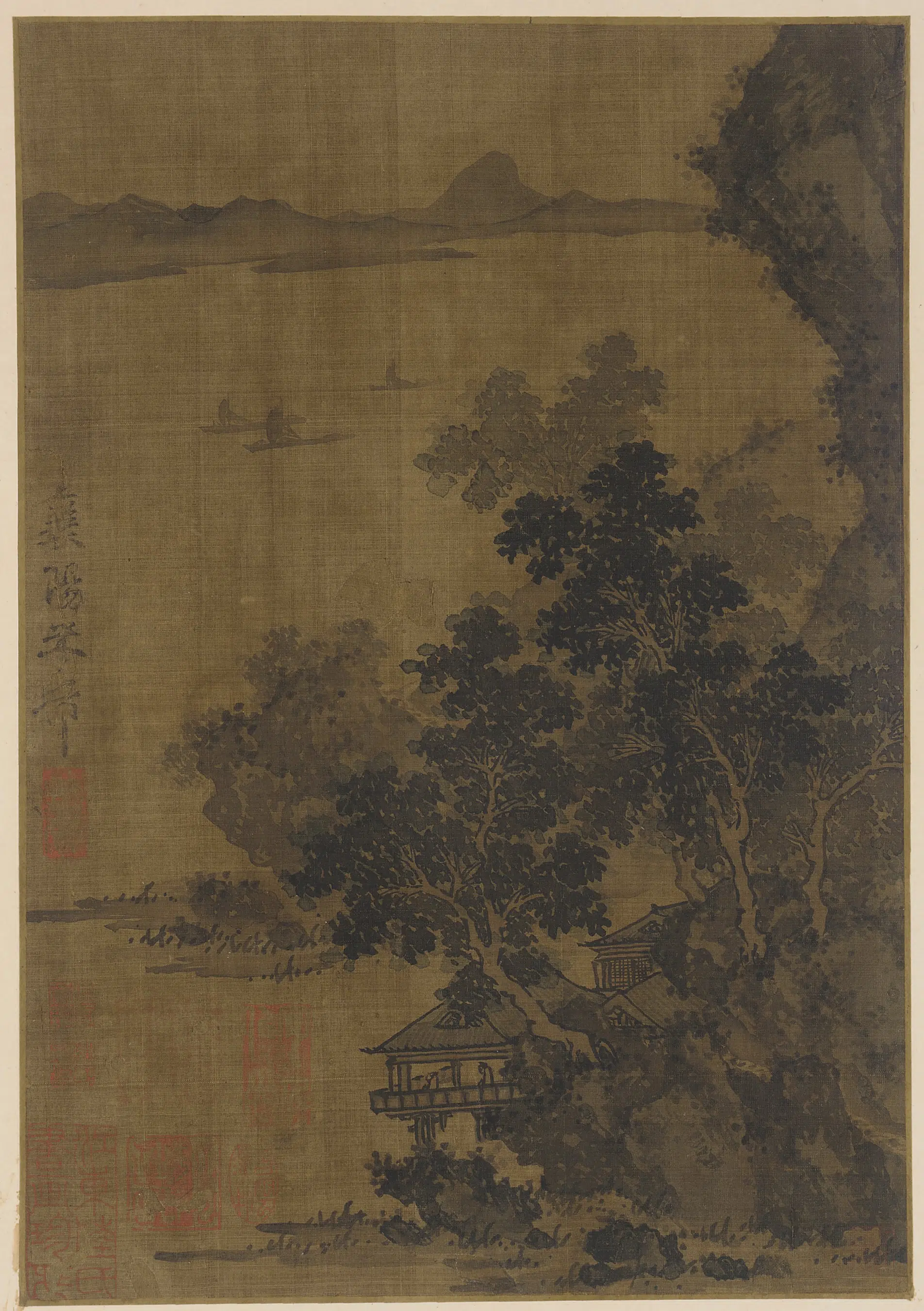 宋朝【米芾】《江岸长亭图》