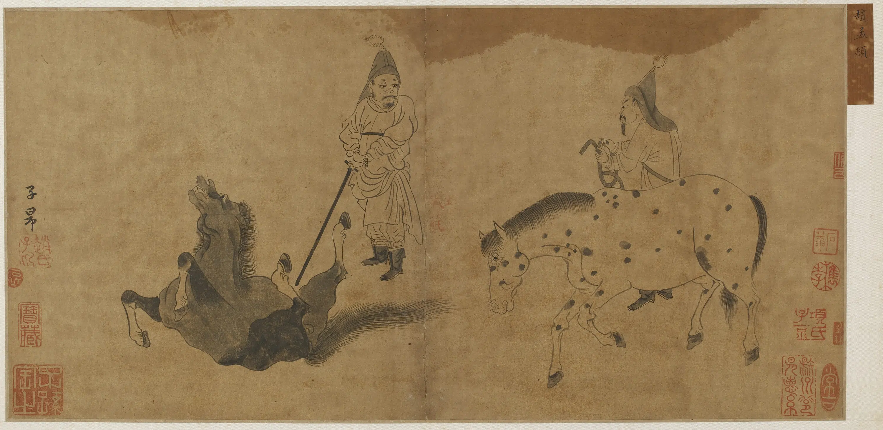 元朝【赵孟俯】《饲马图》