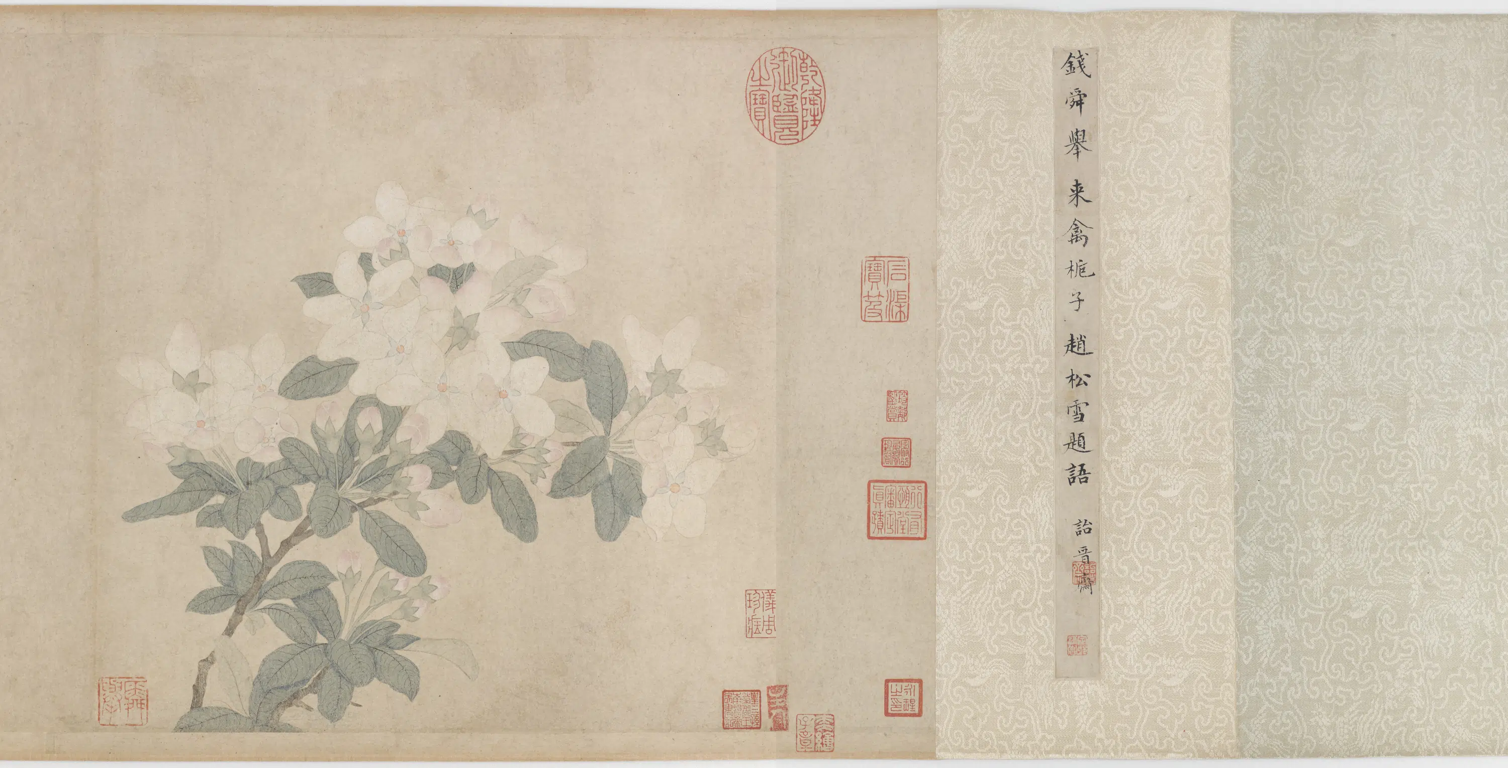 元朝【钱选】《来禽栀子图卷（赵雪松题语）》 第3张